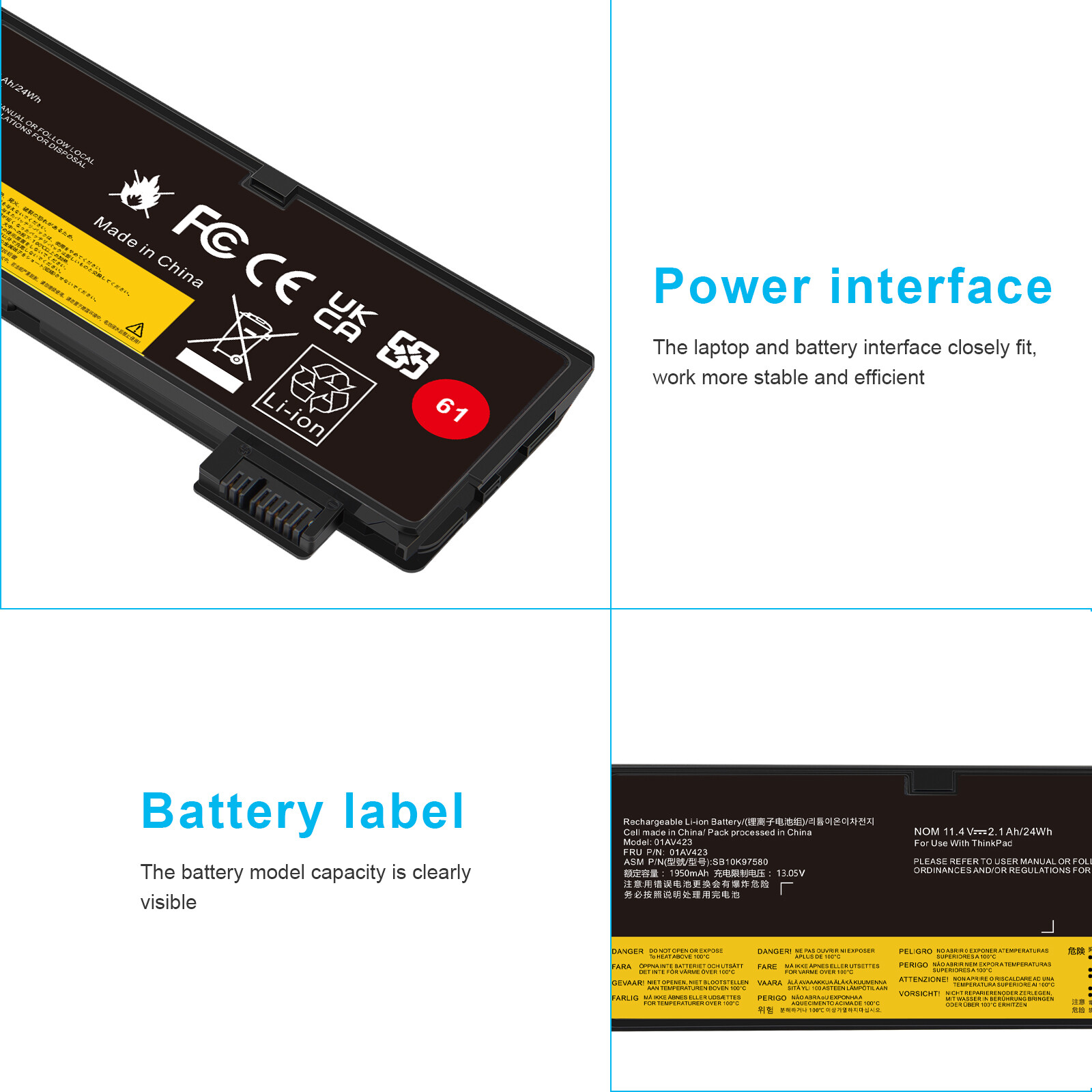 LOT 61 Battery For Lenovo Thinkpad T470 T480 T570 T580 P51s P52s 01AV427 01AV423