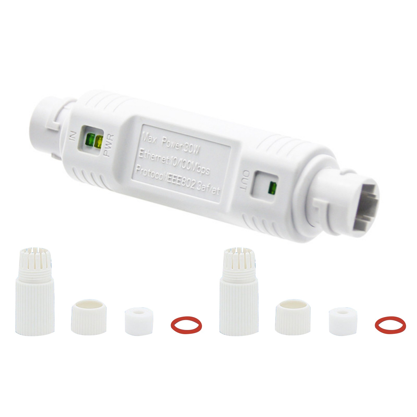 Ip66 Waterproof POE Repeater 100mbps IEEE802.3af/at RJ45 DC44-57V Plug and Play