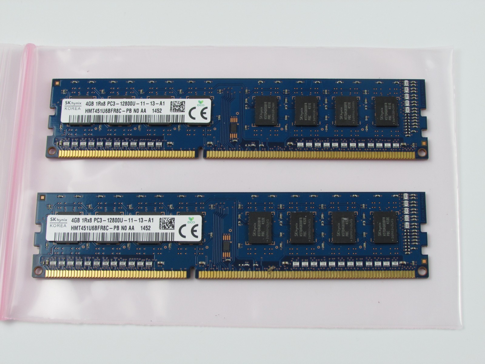 Lot of 2 SK Hynix 4Gb 1Rx8 PC3-12800U-11-13-A1 DESKTOP RAM HMT451U6BFR8C