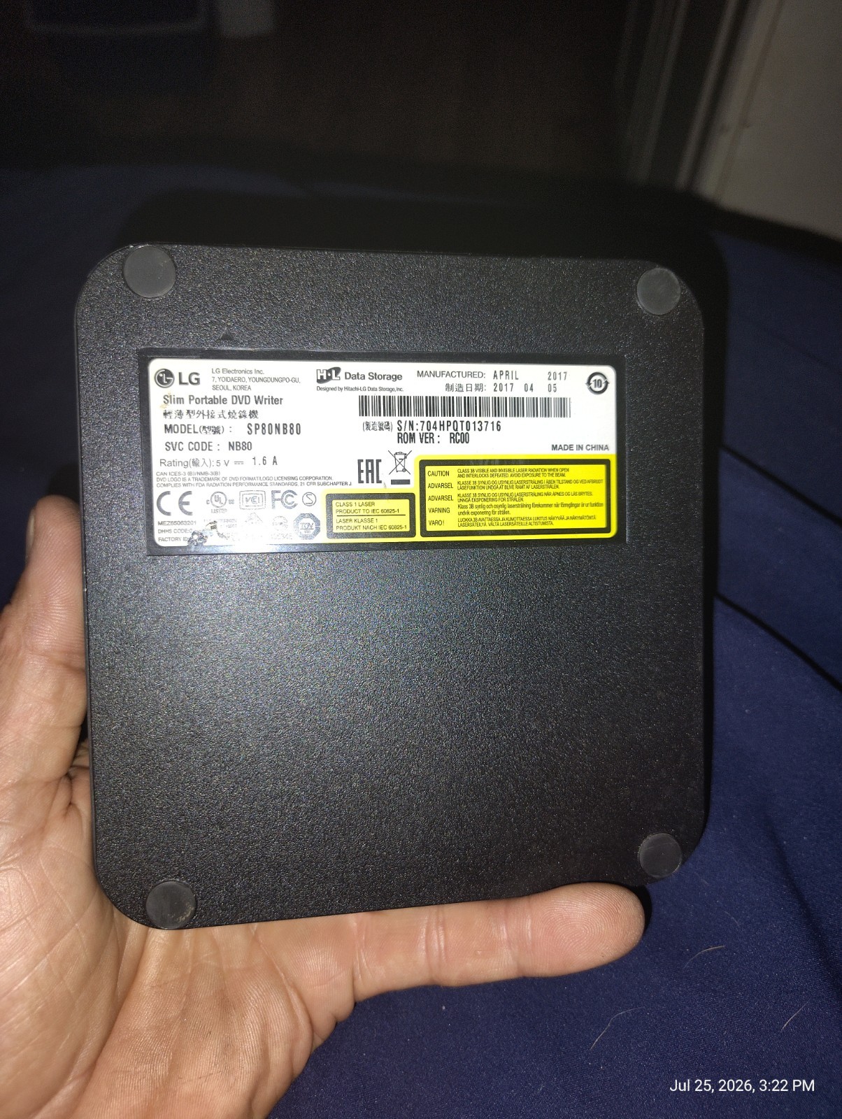 LG SP80NB80 External Drive DVD Writer & Playback