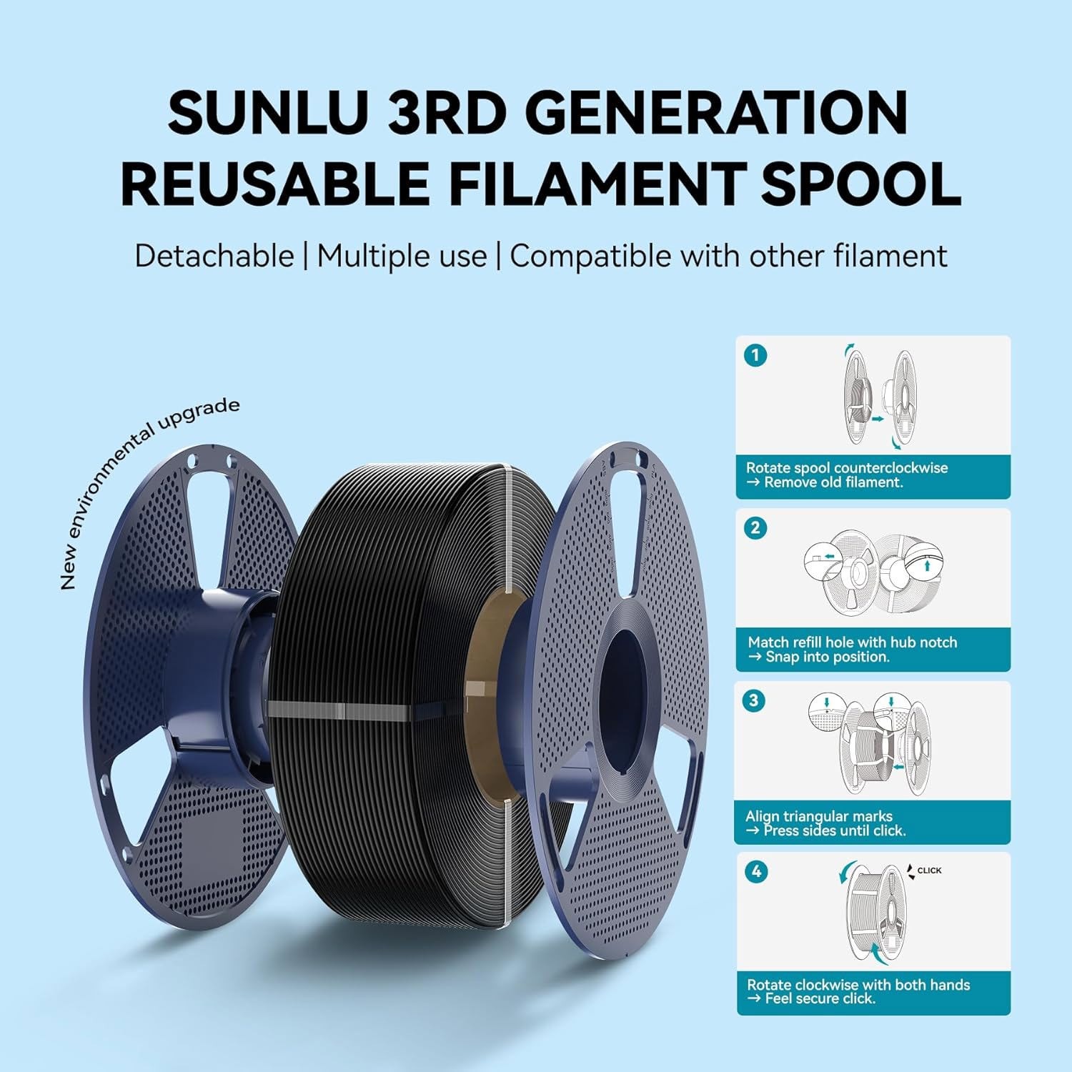 SUNLU 10KG PLA 3D Printer Filament 1.75mm PLA 1KG/ROLL +/-0.02mm Multicolor