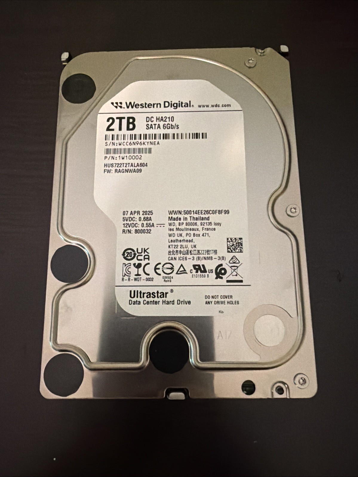 WD Ultrastar 2TB HUS722T2TALA604 1W10002 7.2K RPM 128MB SATA 6Gbs 3.5″ HDD HA210