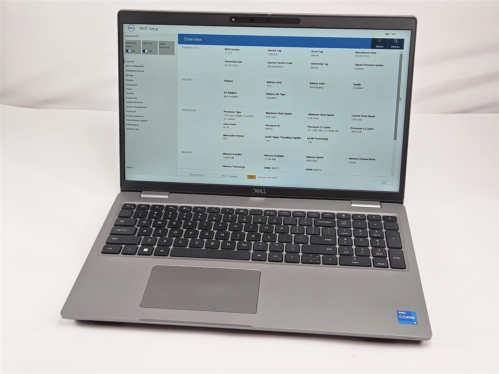 15.6″ Dell Precision 3571 Touch Core i5-12600H 256GB SSD 16GB RAM Notebook