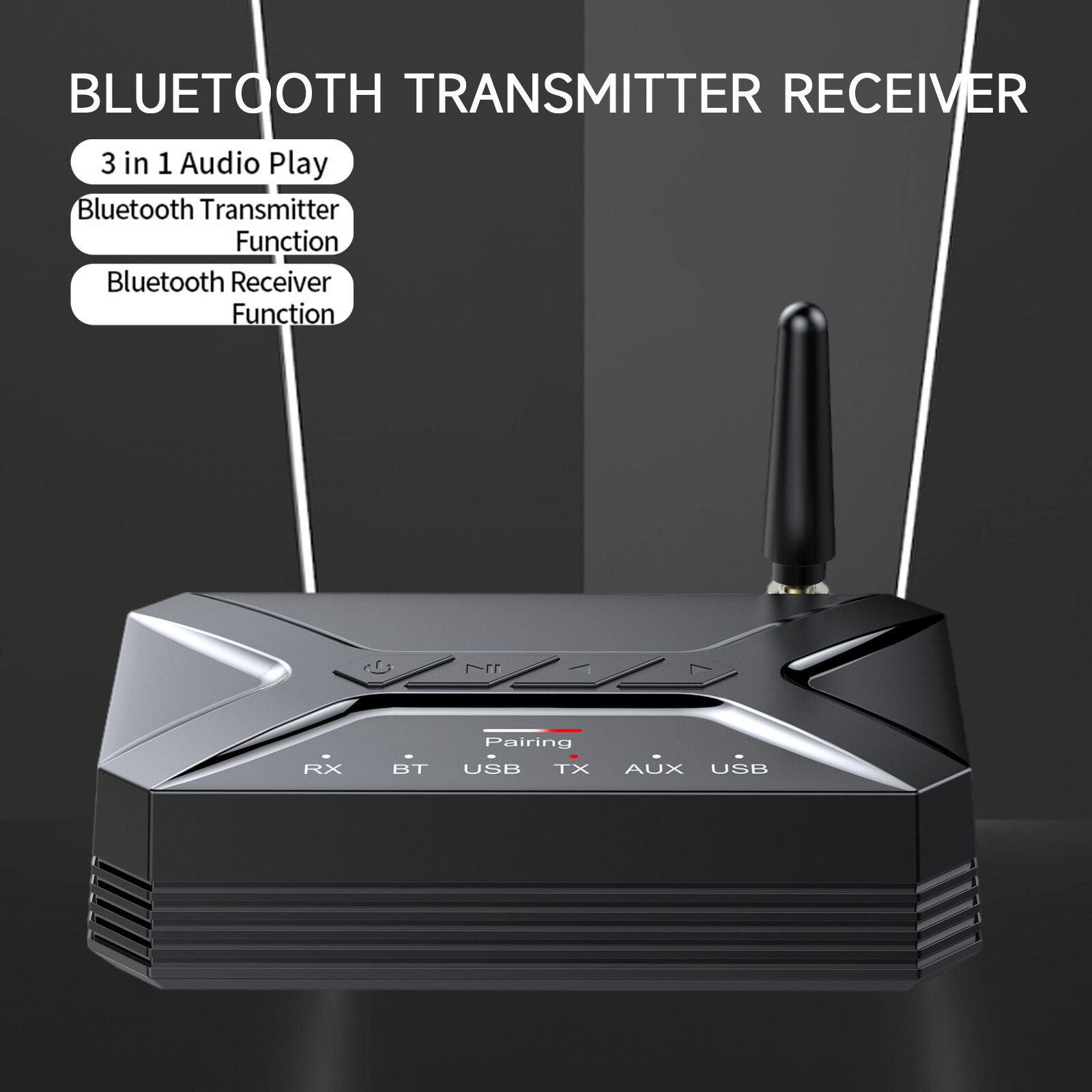 40M Long Range Bluetooth 5.0 Transmitter Receiver 3 in 1 HiFi Adapter AUX RCA