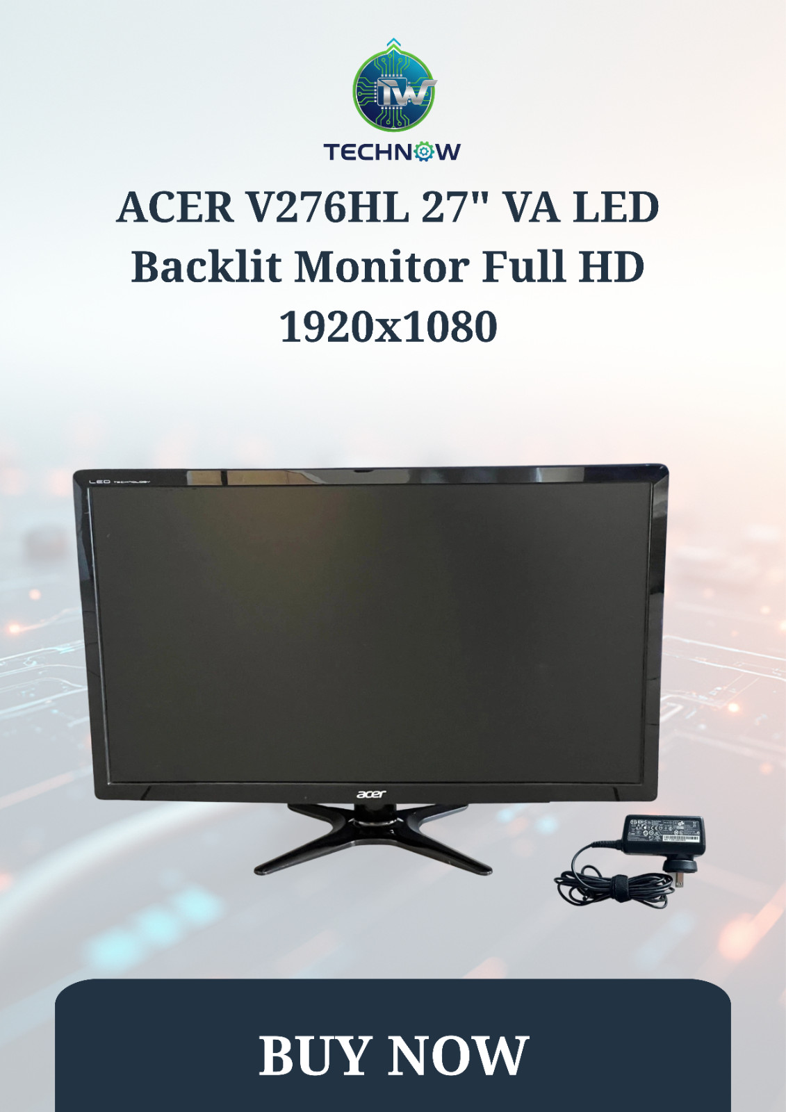 ACER V276HL 27″ VA LED Backlit Monitor Full HD 1920×1080 VGA w/ Stand & Power