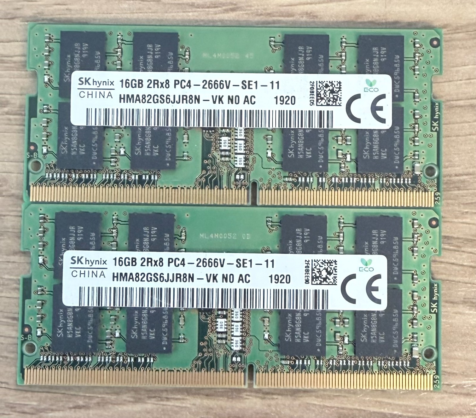 32GB (2x16GB) SK Hynix DDR4 2666 SODIMM Laptop RAM PC4-21300 2Rx8 HMA82GS6JJR8N