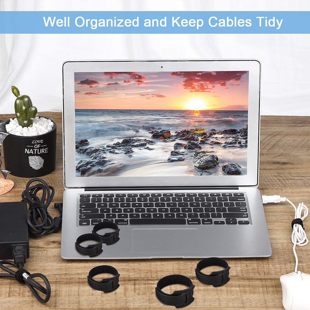 50-100pcs Cable Straps Wire Cord Hook Loop Ties Reusable Fastening Organizer Lot