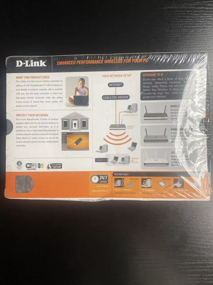 D-Link (WUA-2340) Gold Series Rangebooster G-USB 2.0 Adapter -NEW SEALED PERFECT