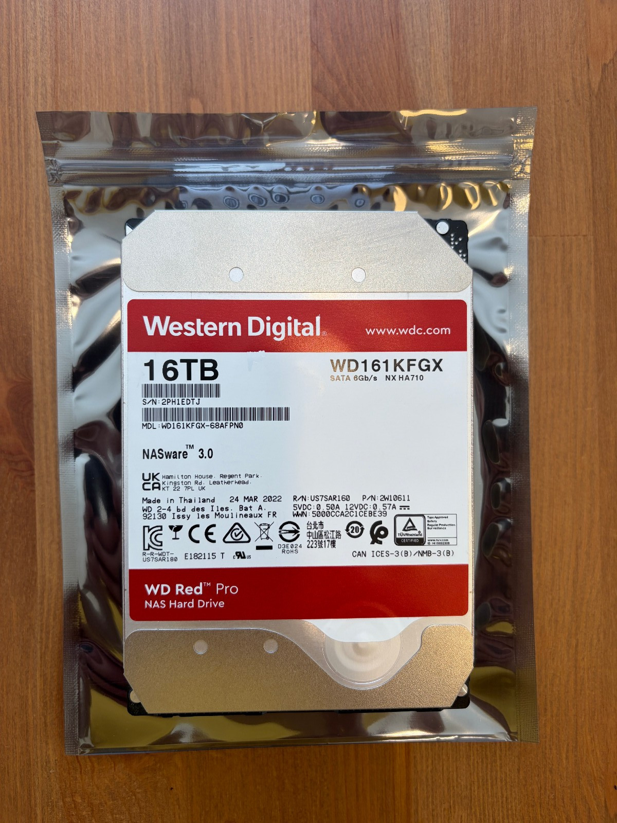 Western Digital Red Pro 16TB (7200RPM, 3.5″, SATA III, 512MB Cache) Clean SMART!