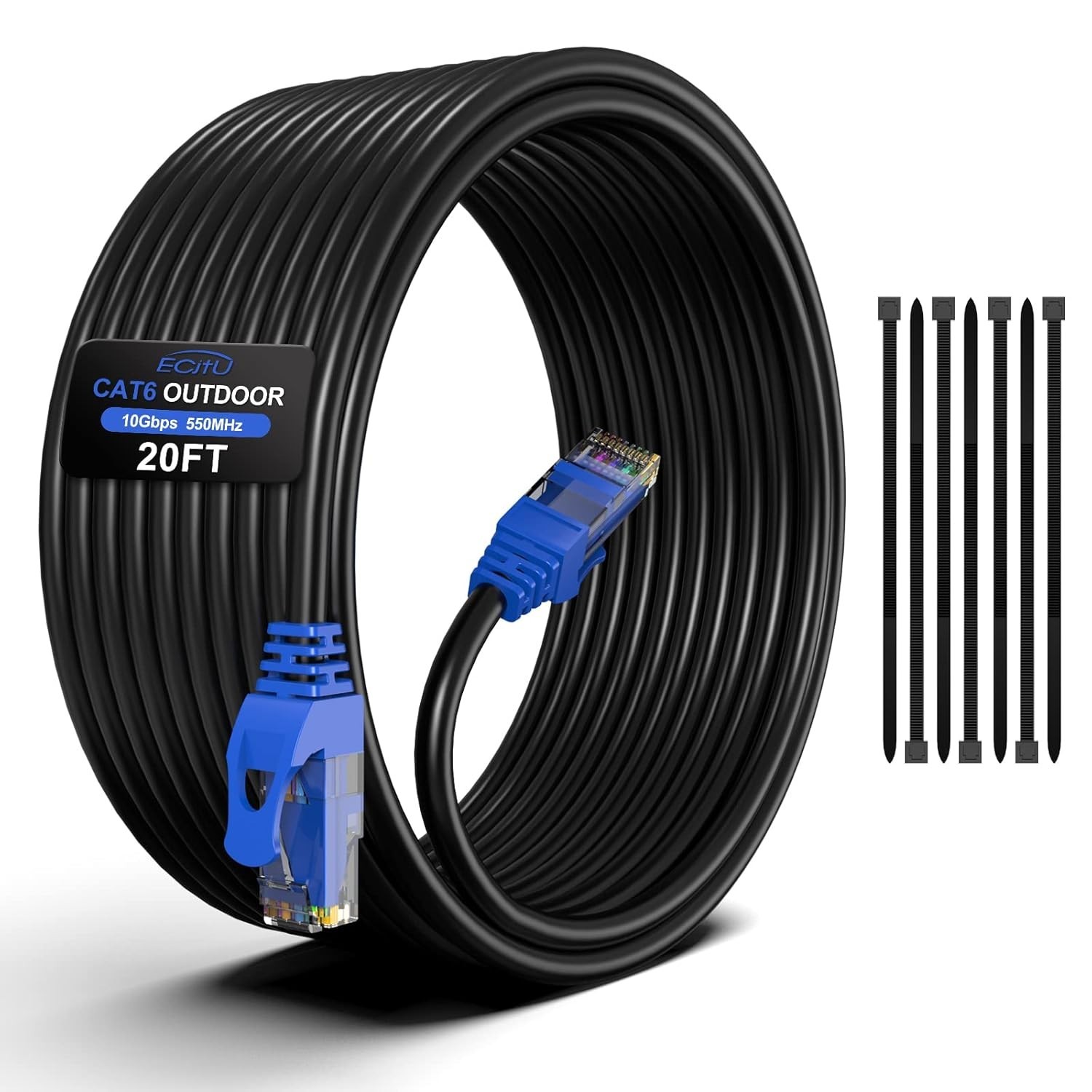 150FT Cat6 Outdoor Ethernet Cable, In-Ground, Heavy Duty Direct Burial, 24AWG…