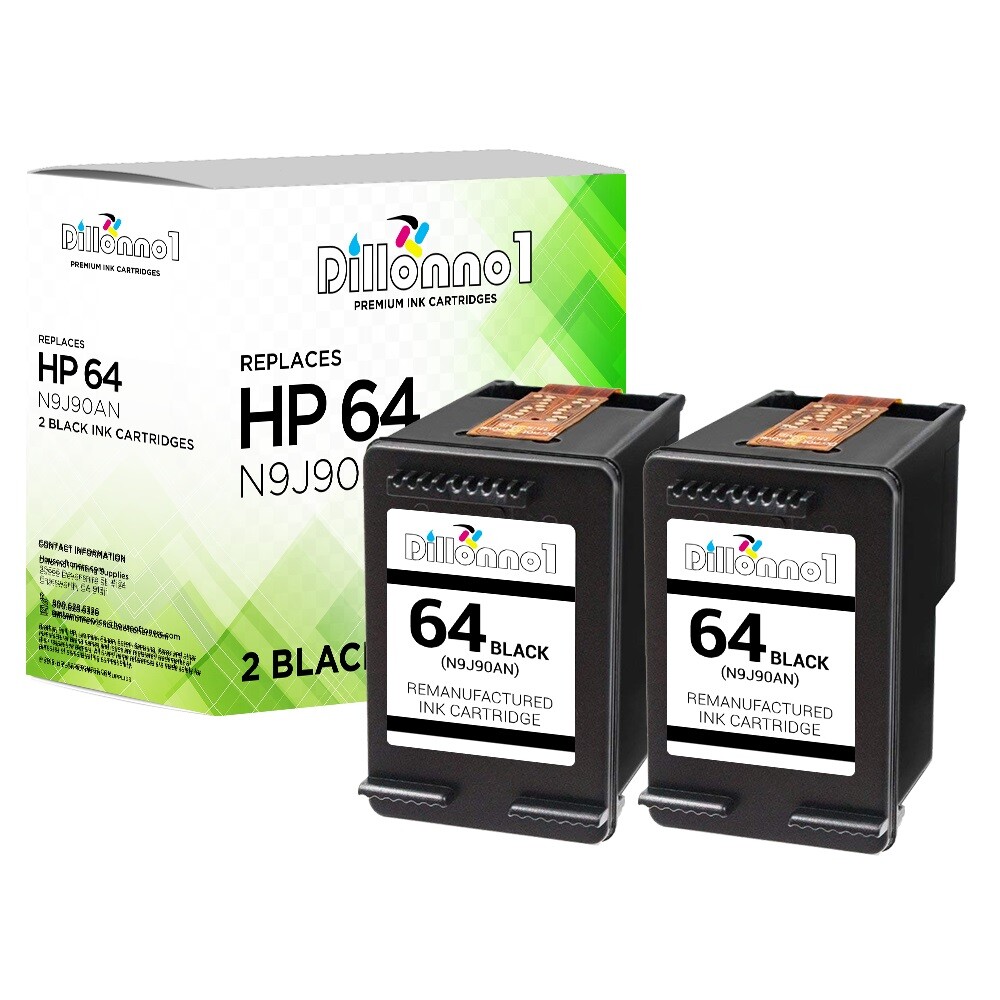 HP #64 Black N9J90AN Ink Cartridge for HP ENVY 7855 7858 6255 2-PK