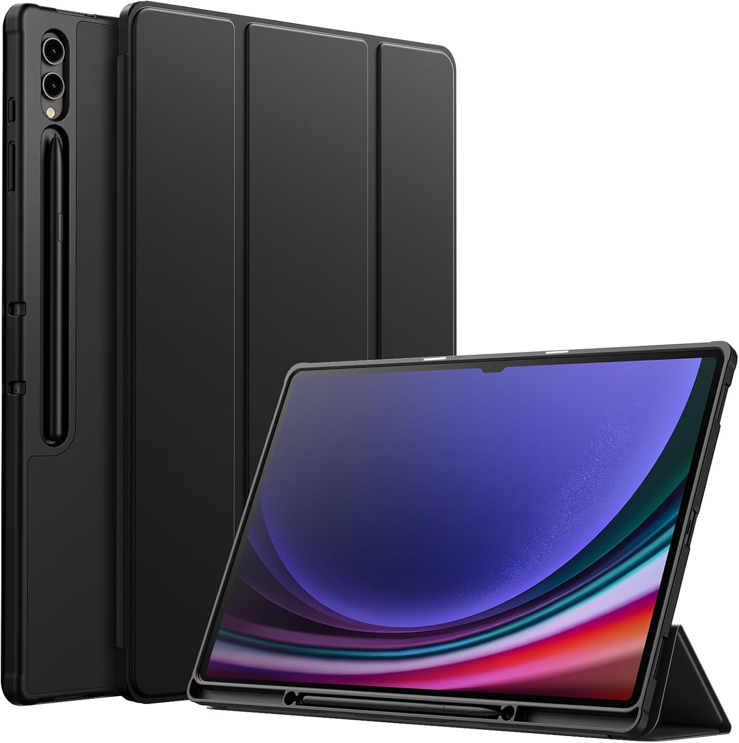 JETech Black Tri-Fold Stand Case for Samsung Galaxy Tab S10/S9 Ultra 14.6 Inch