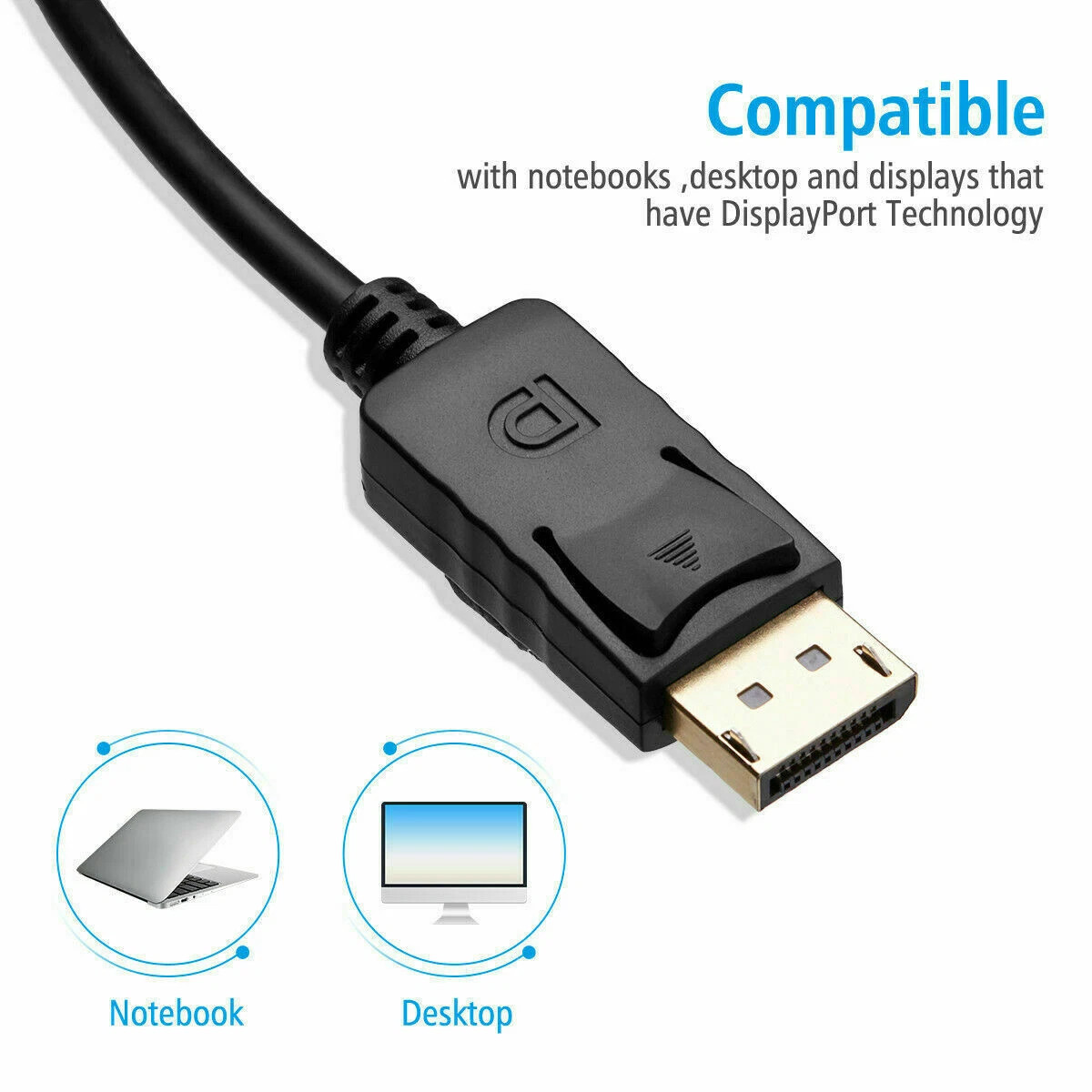 4K DisplayPort DP to HDMI Cable Adapter Converter Audio Video PC HDTV 1080P 60Hz