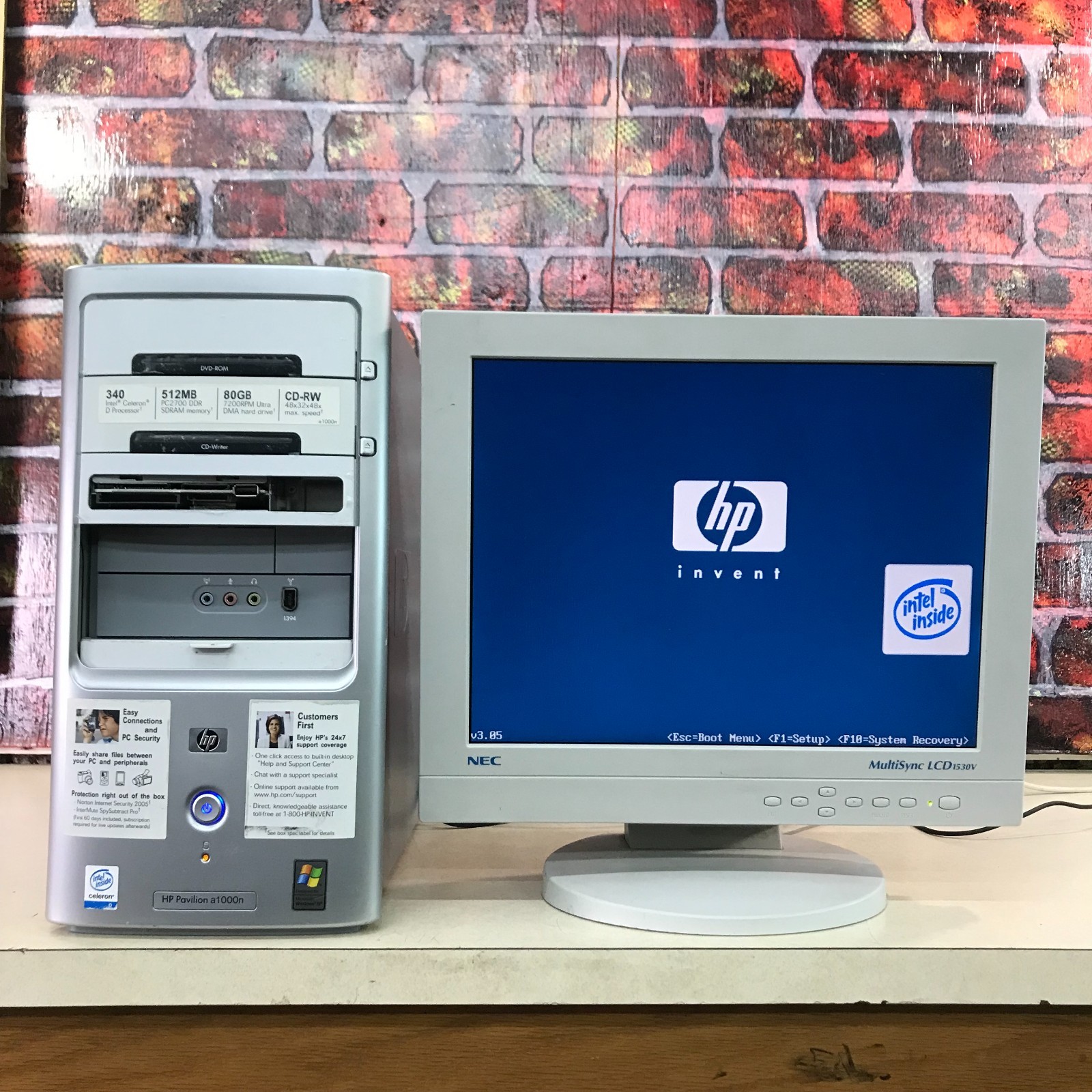 HP Pavilion a1000n PC for Retro Gaming Celeron 2.93GHz 512MB RAM (Windows XP)