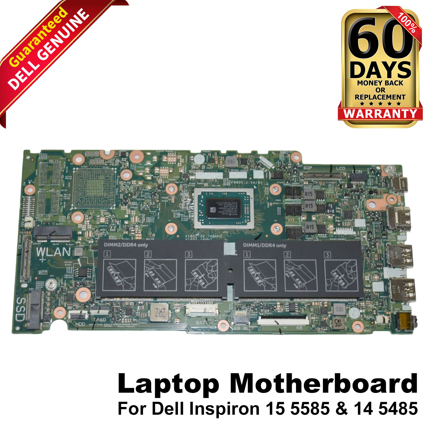 Dell Inspiron 15 5585 Motherboard AMD Ryzen 7 3700U 2.3GHz Quad Core MNN1K
