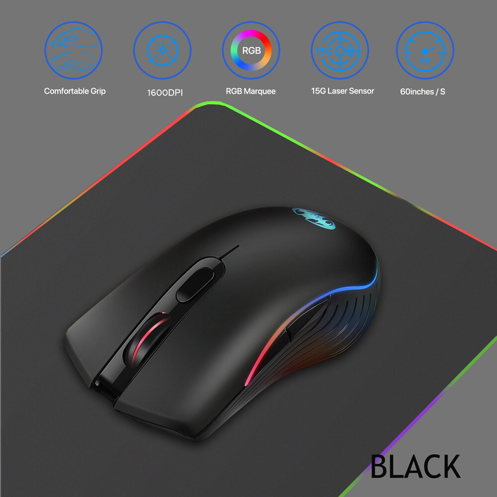 Gaming Mouse Wireless USB Rechargeable 7 Color LED Backlight RGB 1600 DPI Mice