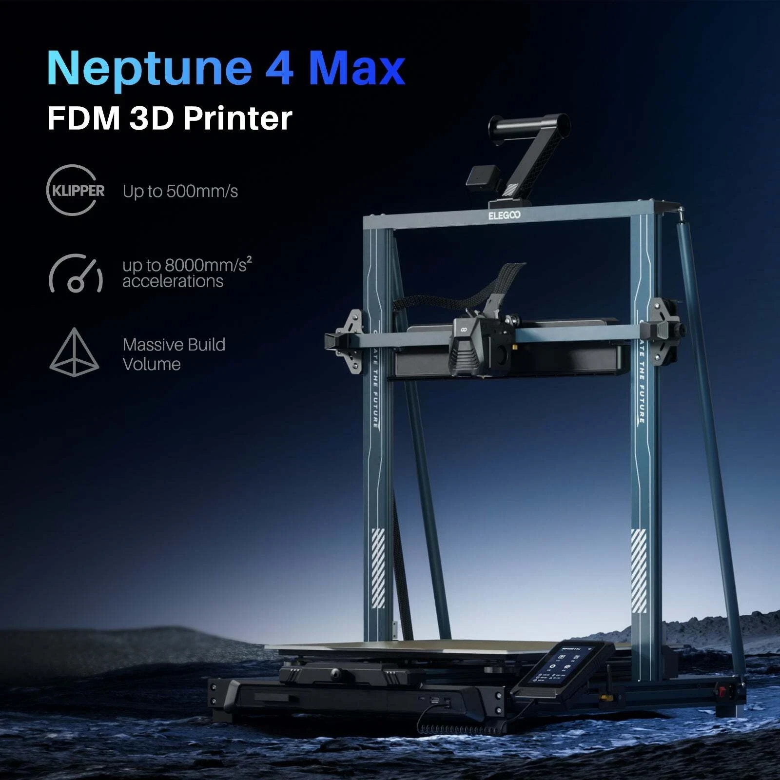 ELEGOO Neptune 4 Max FDM 3D Printer 500 mm/s Max Speed Auto Bed Leveling