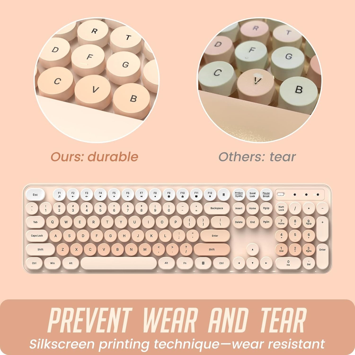 Colorful Computer PC Wireless Keyboard Mouse Combo Full-Sized Silent Typewriter