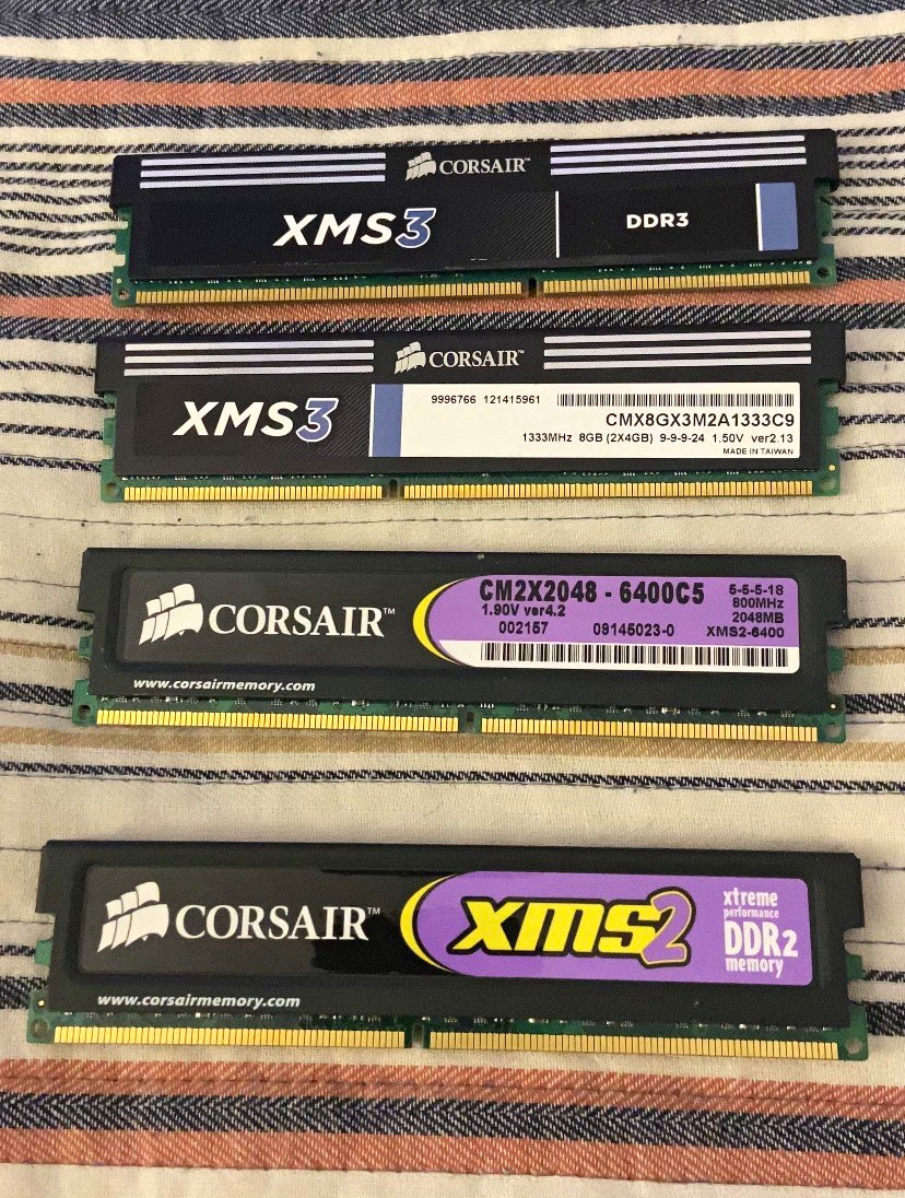 Corsair XMS3/XMS2 RAM Lot 4 Modules 12GB DDR3/DDR2 PC2-6400 DIMM