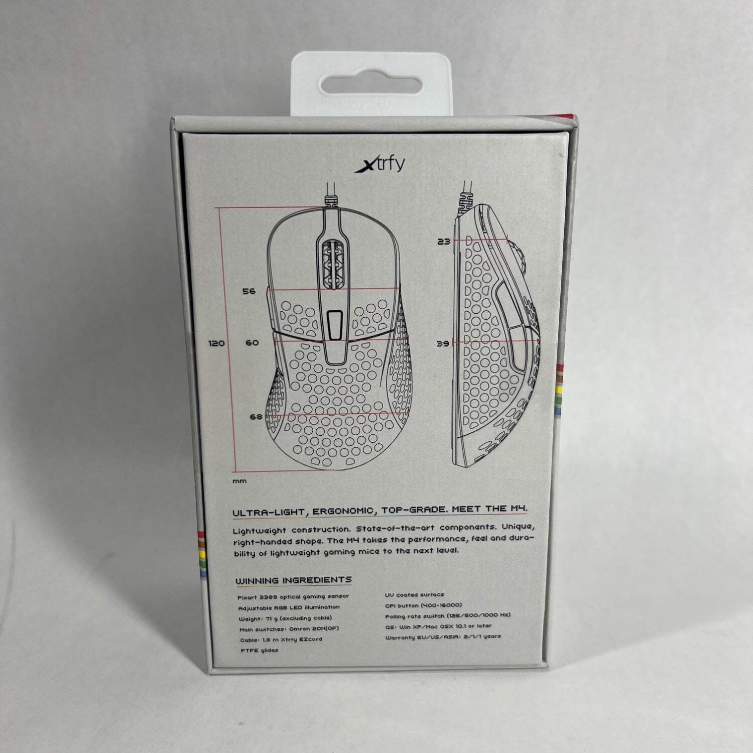 New Xtrfy M4 RGB Black/Grey XG-M4-RGB-RETRO Ultra-Light Gaming Mouse For PC