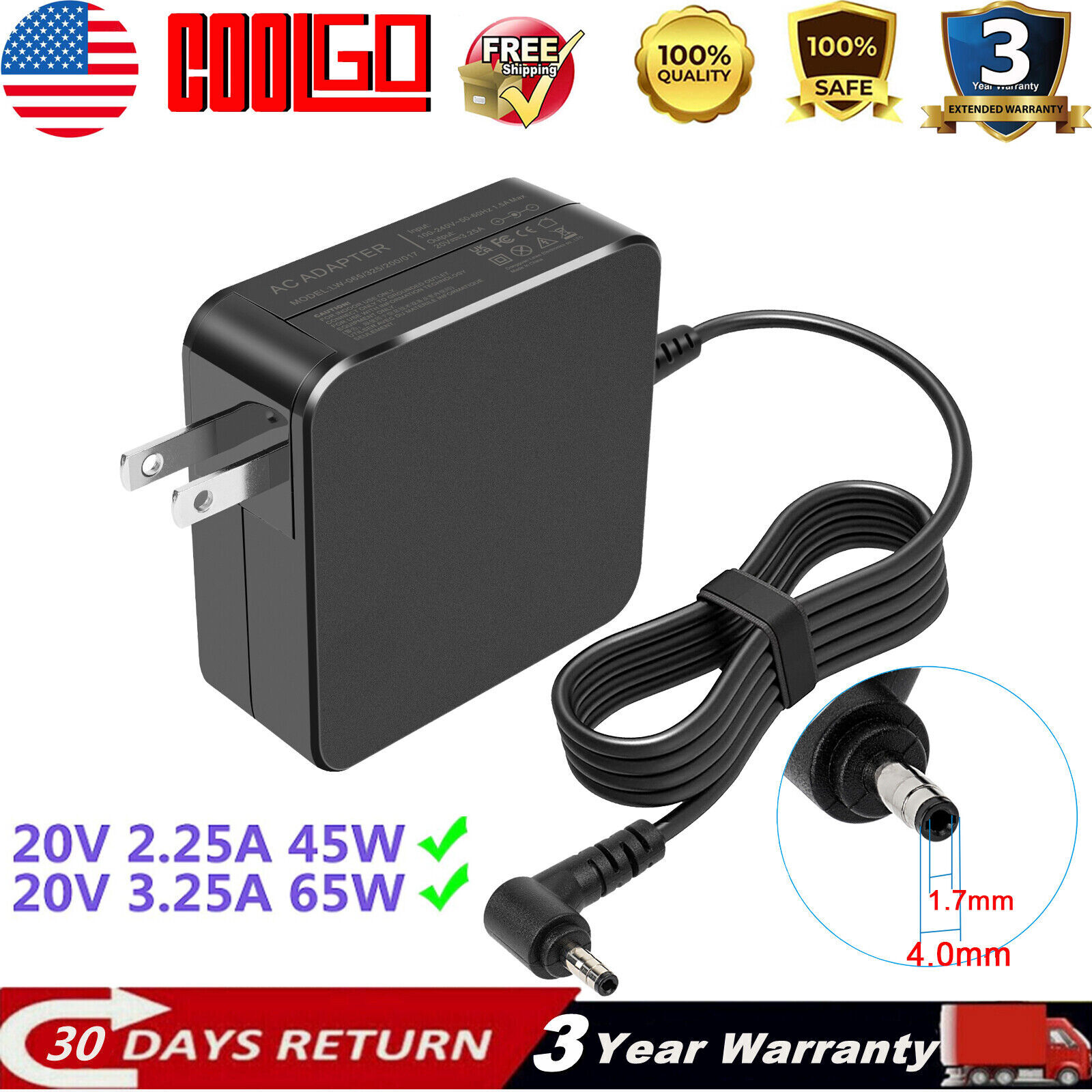 AC Adapter For Lenovo IdeaPad 3 15ITL6 82H8 82H800G6US Laptop Charger Power Cord