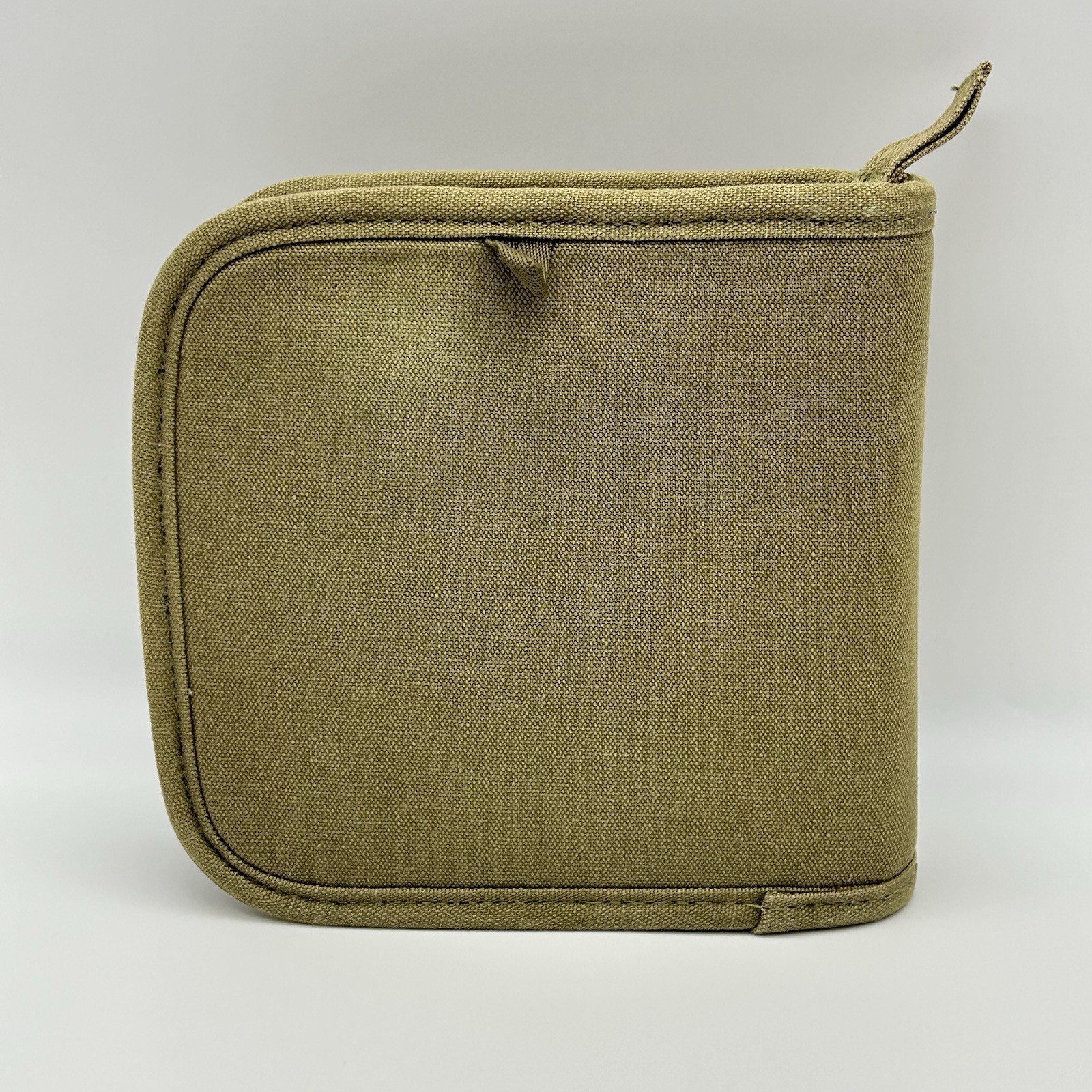 Eco-Tronics by LeZura – 22 CD DVD Soft Zipper Case Army Green Natural Cotton Y2K