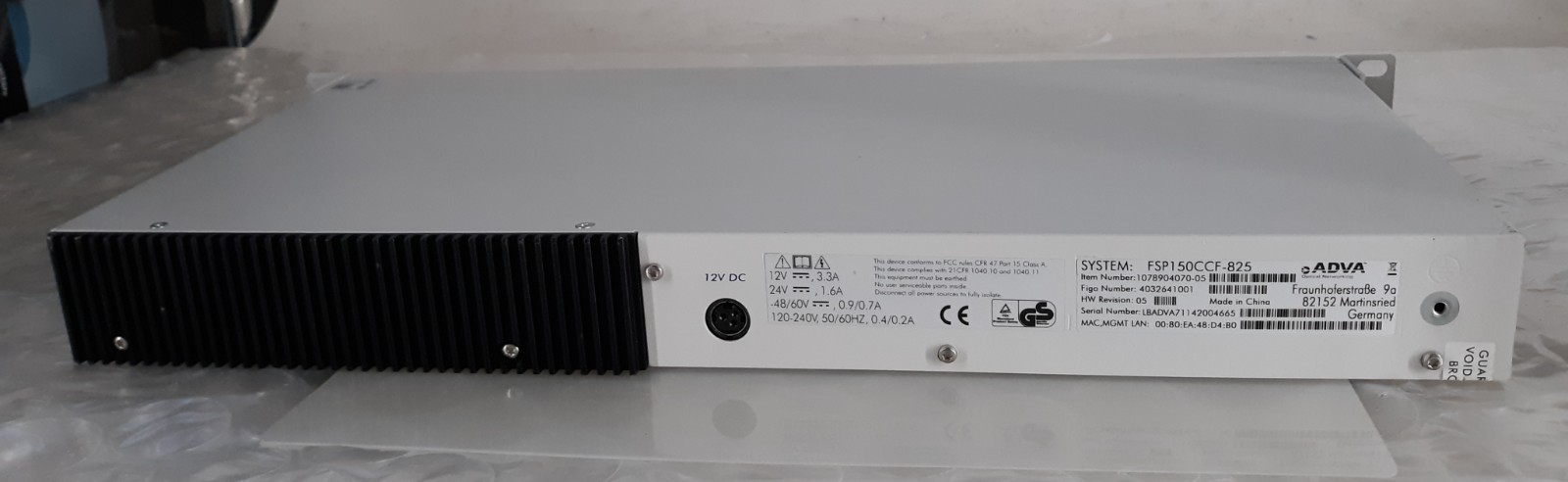 ADVA FSP150CCF-825 EtherJack Optical Networking Carrier Ethernet *FOR PARTS*