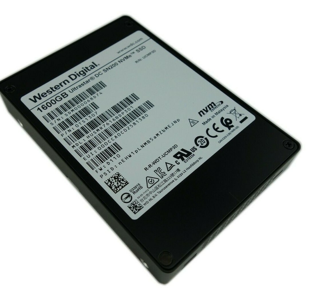 WD Ultrastar DC SN200 1.6TB U.2 NVMe 2.5″ SSD 0TS1307 HUSMR7616BDP301