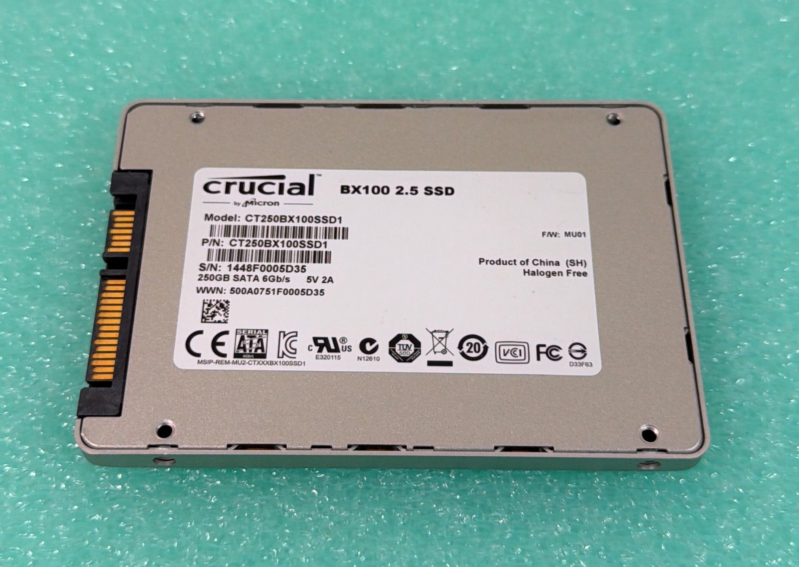 CRUCIAL BX100 250GB 2.5″ 7MM SATA SSD SOLID STATE DRIVE CT250BX100SSD1 TESTED