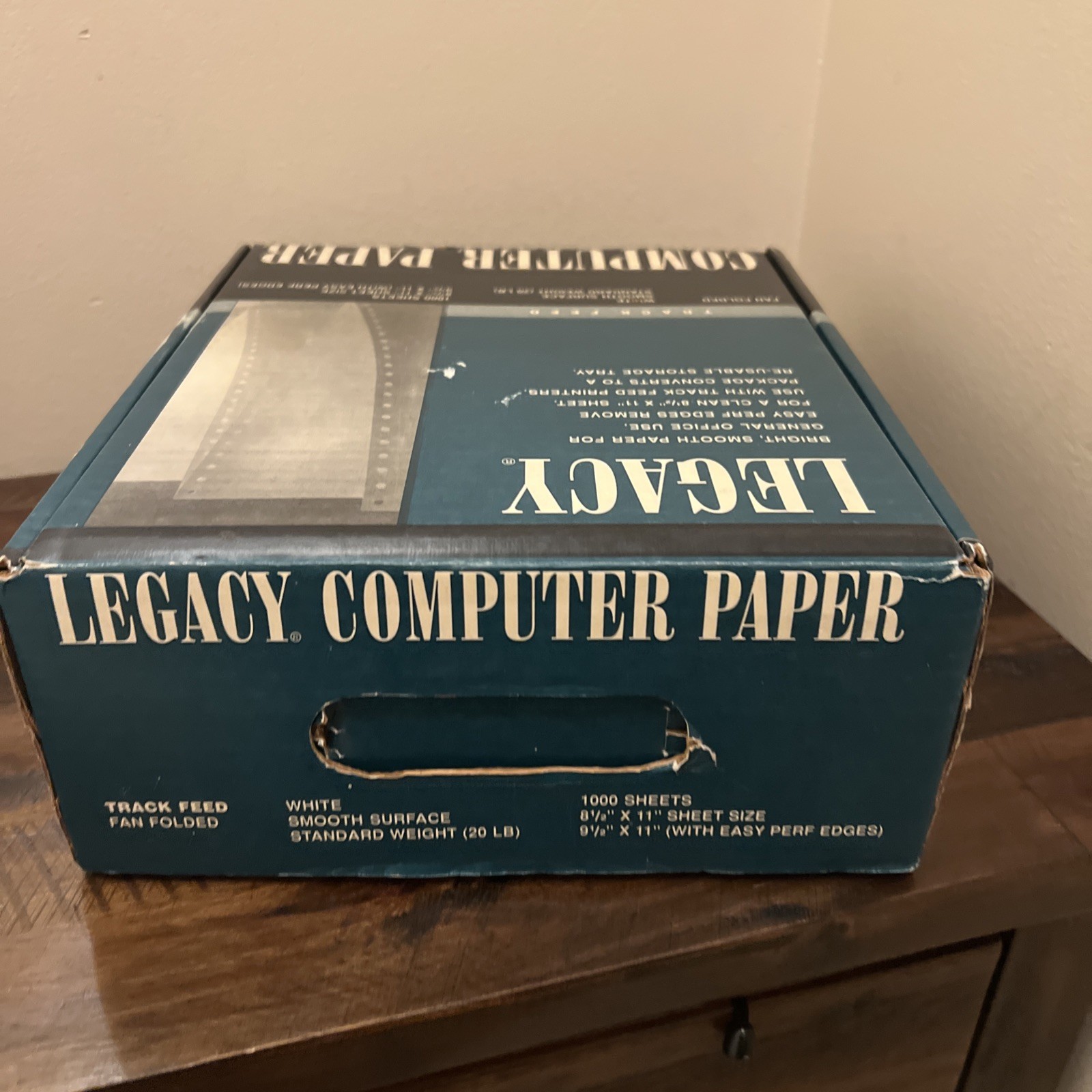 Legacy Computer Paper 9.5 X 11 Fan Fold Track Feed 1000 Sheet Open Box Matrix