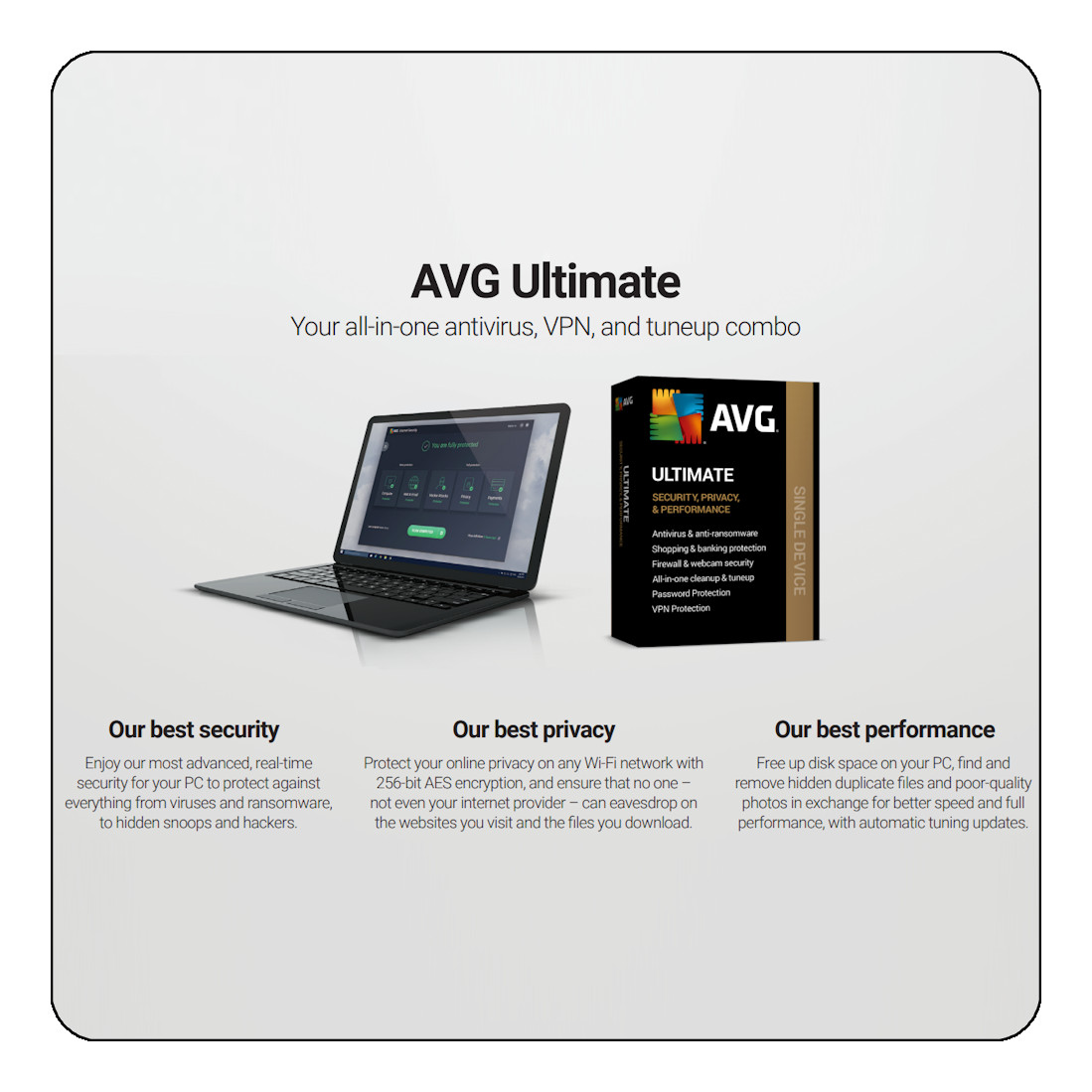 AVG Ultimate 2026 – 10 Device – 1 Year – VPN, TuneUp & AntiTrack – [Download]