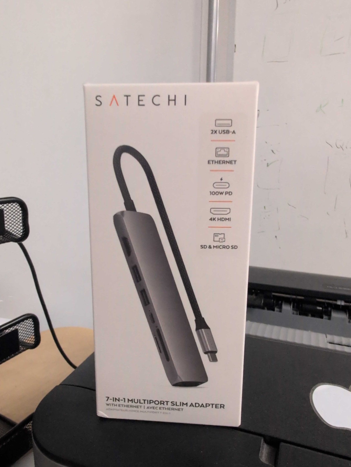 SATECHI 7-in-1 Multiport Slim Adapter w/ Ethernet MODEL ST-P7SM | GREY