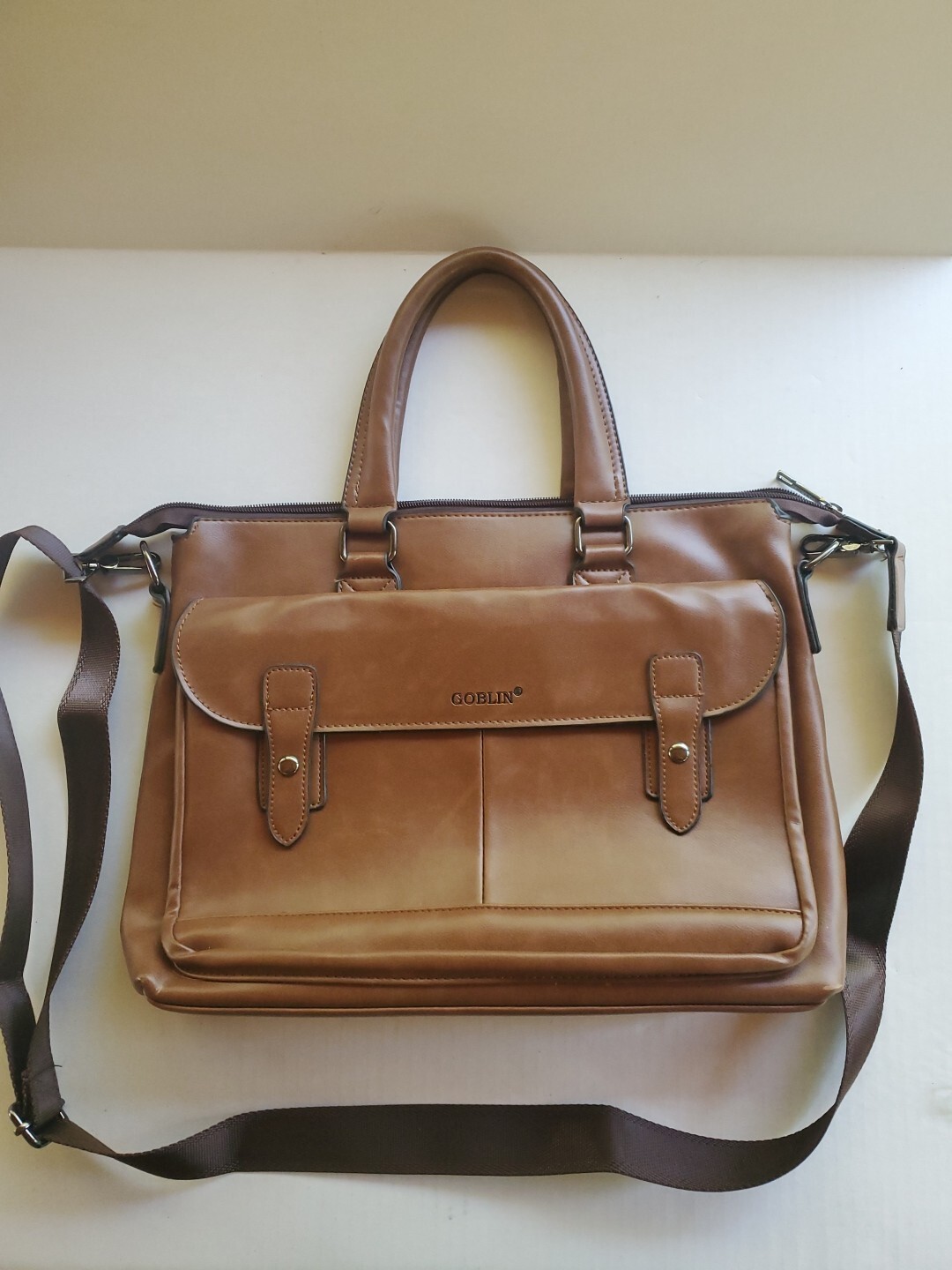 Goblin Plutus Leather Office / Laptop Bag 16in Wide x 11.5 Very Clean