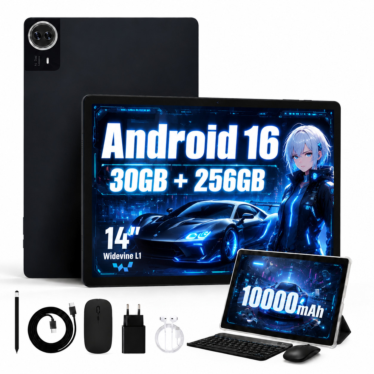 14-inch Gaming Tablet Kit 30GB+256GB Octa-Core 10000mAh Widevine L1 Android 16