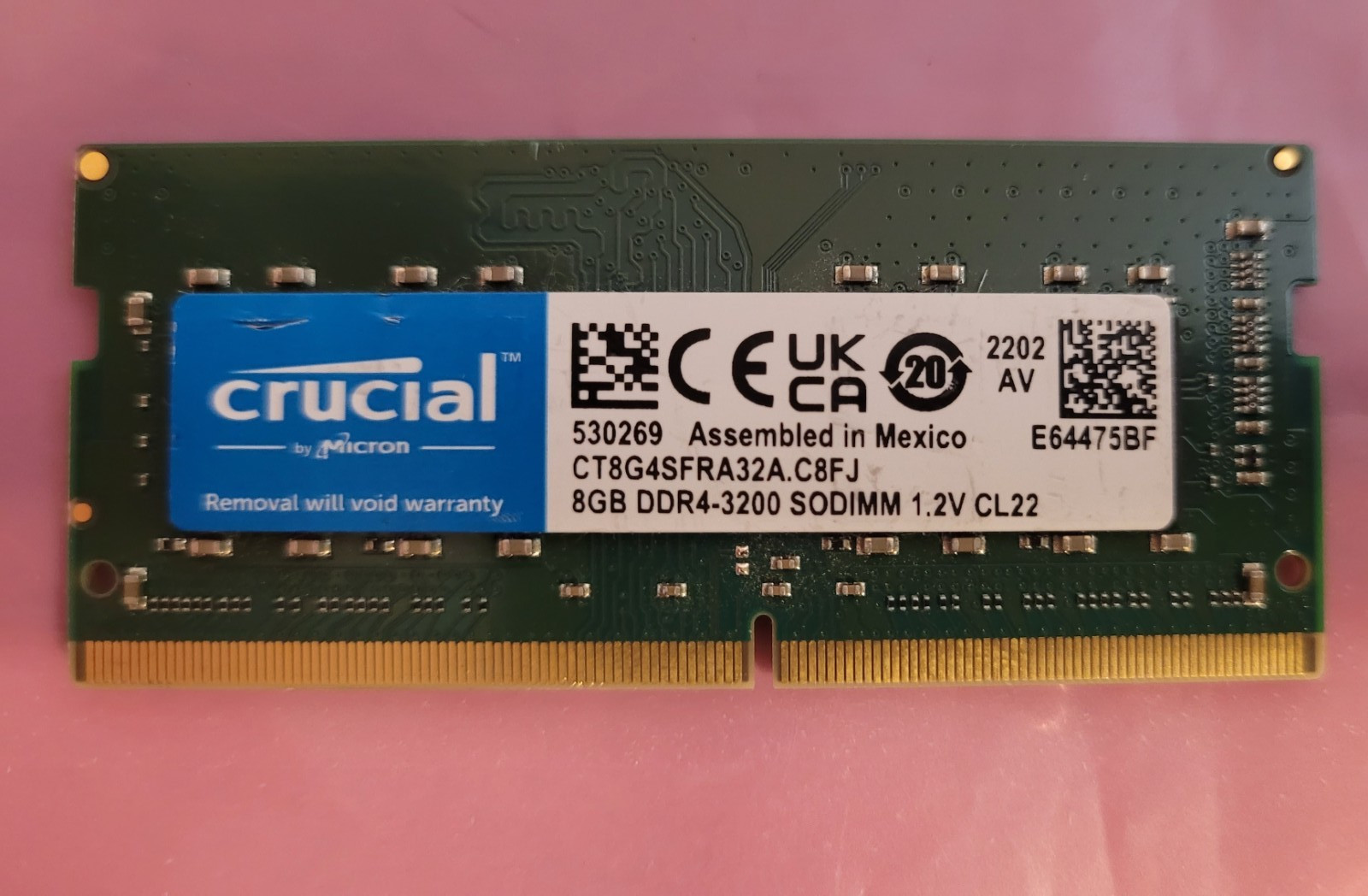 Crucial 8GB PC4 3200 DDR4 3200MHz PC4 25600 1.2V CL22 1Rx8 Laptop Ram Memory