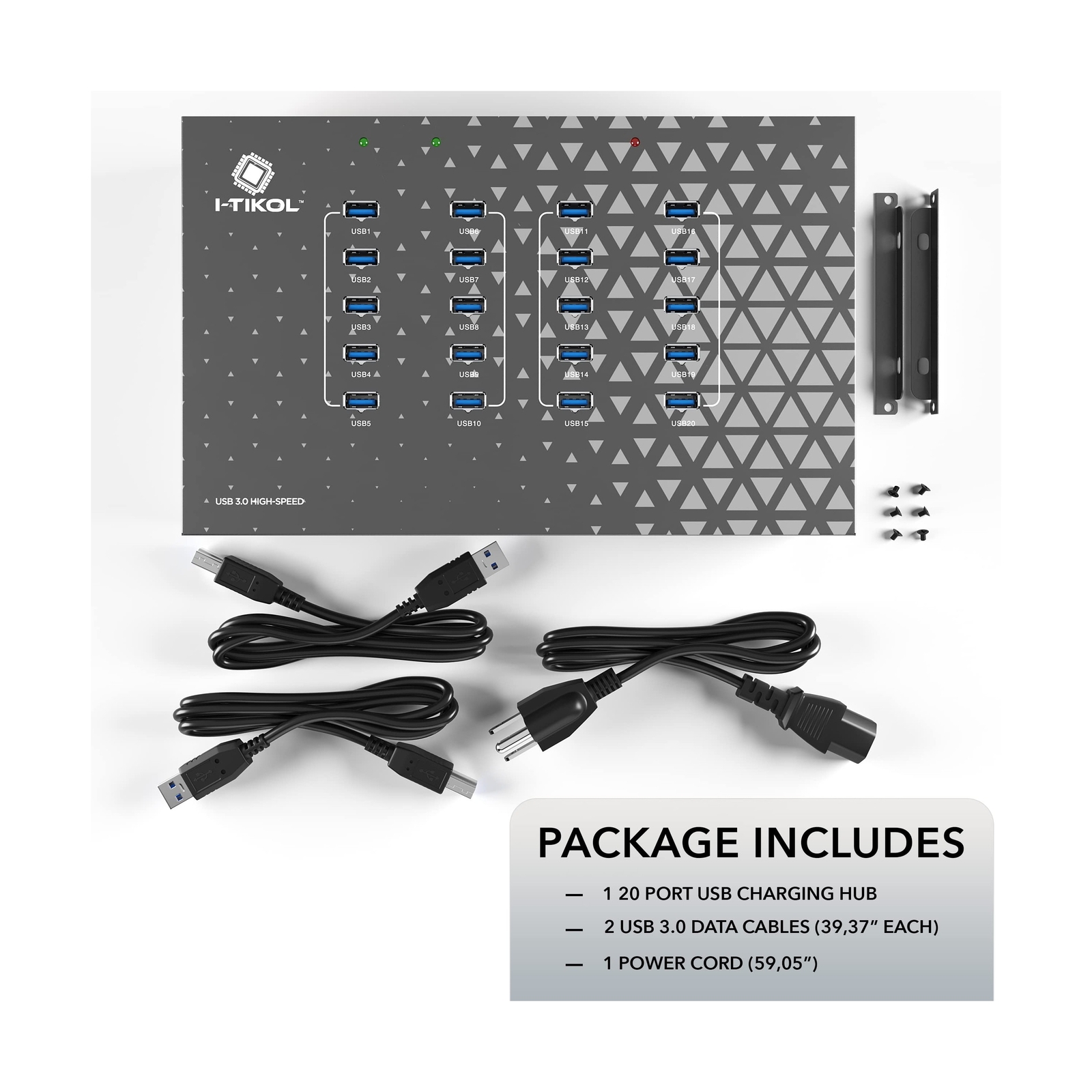 Powered USB Hub – 20 Port USB 3.0 Hub – 5Gbps Sync & High-Speed Data Trans