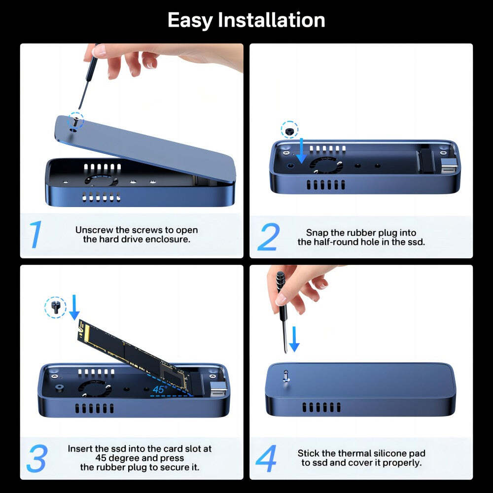 ACASIS USB 3.1 10Gbps M.2 NVMe SSD Enclosure with Built-in Fan Tool-Free Case