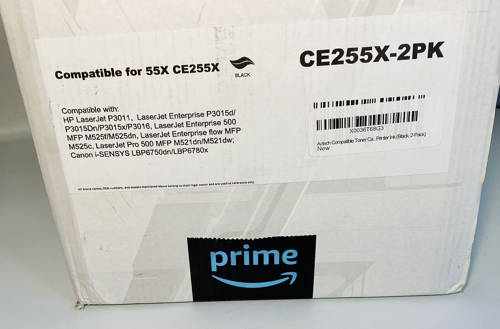 2pk Ce255X 2PK,Toner Compatible w/ Hp Laserjet P3011,Lazer Jet Enterprise P3015d