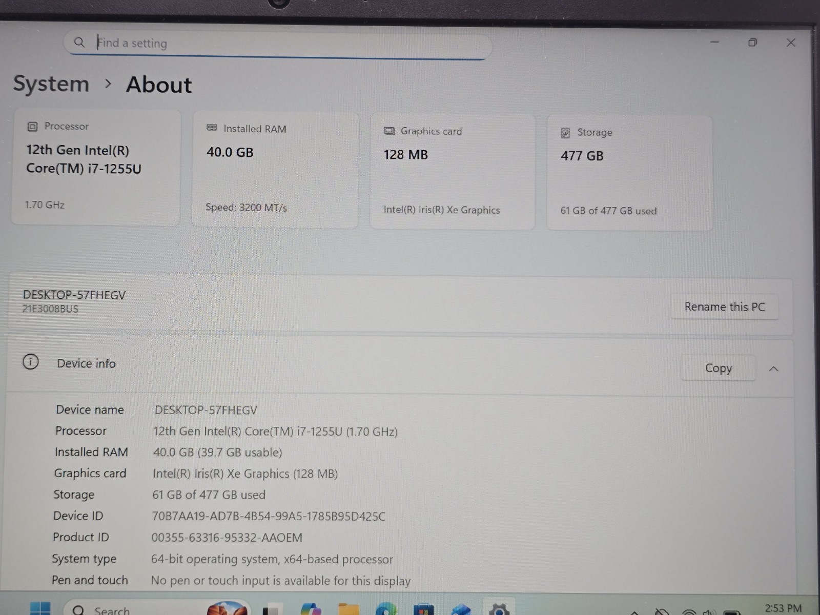Lenovo ThinkPad E14 Gen 4 (Intel Core i7-1255U, 40GB RAM, 512GB SSD)
