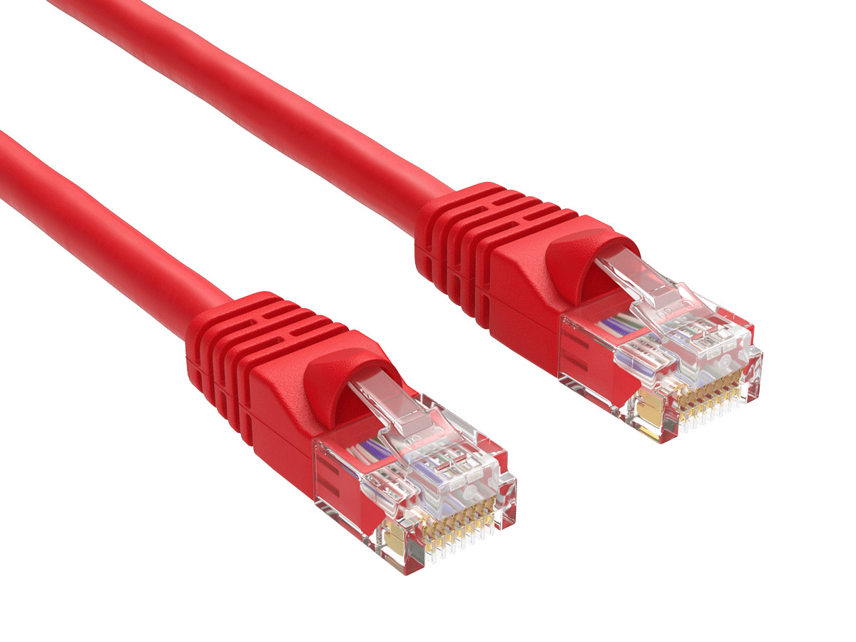 7ft Cat5e UTP Ethernet Network Patch Cable Snagless 24AWG Bare Copper, Red