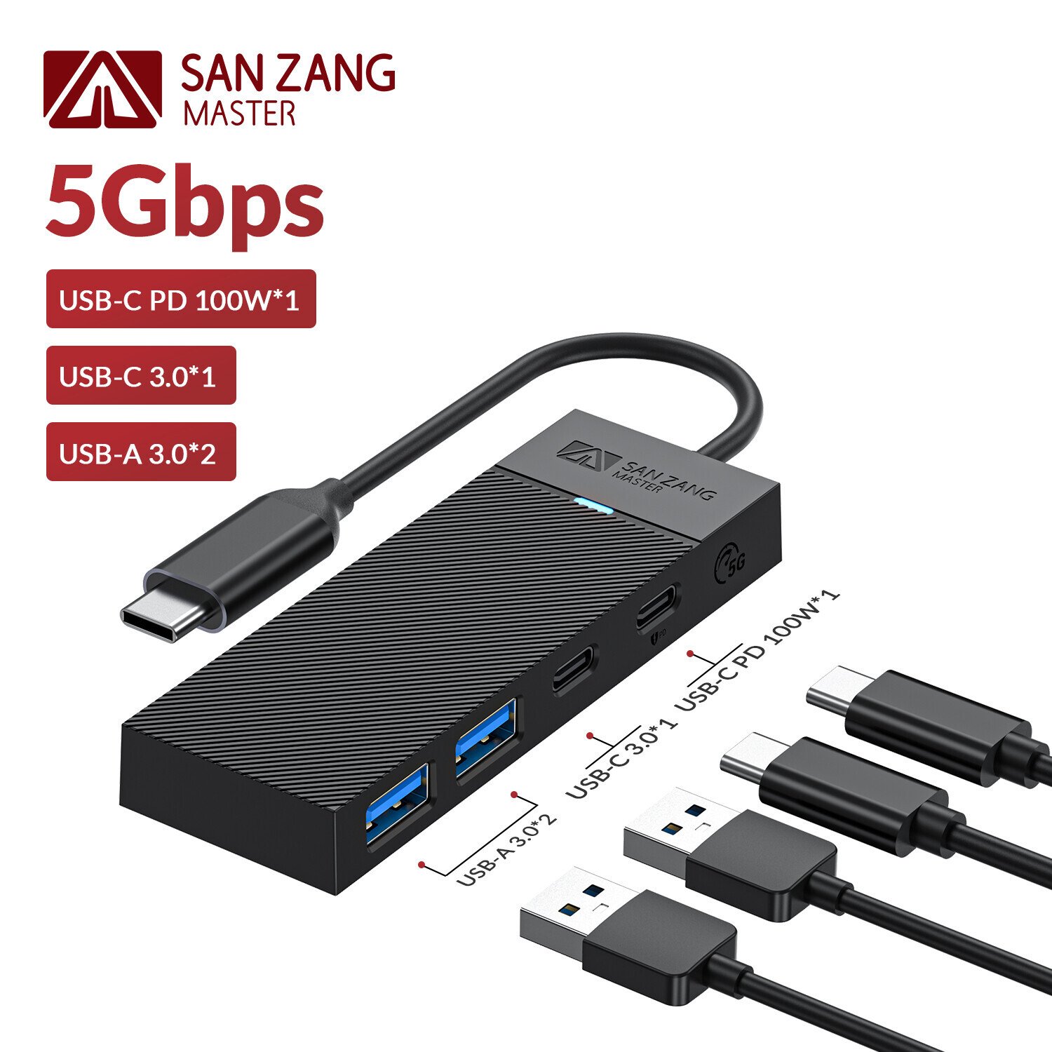 IDSONIX USB 3.0 Hub 4-Port USB Hub Type C Splitter PD 100W Expander Adapter US