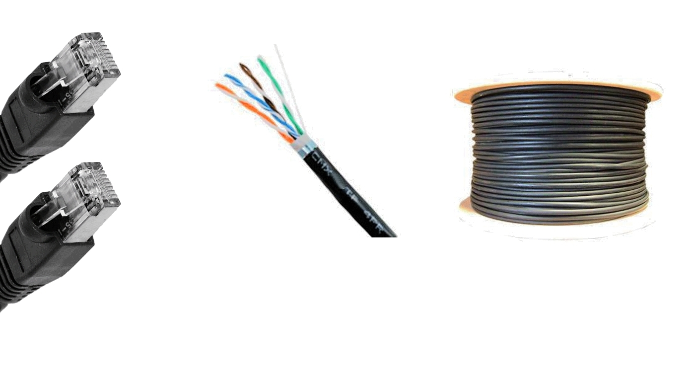 200’FT CAT-6 23AWG OUTDOOR PATCH 600MHz BLACK SHIELDED STP CABLE UV ETHERNET