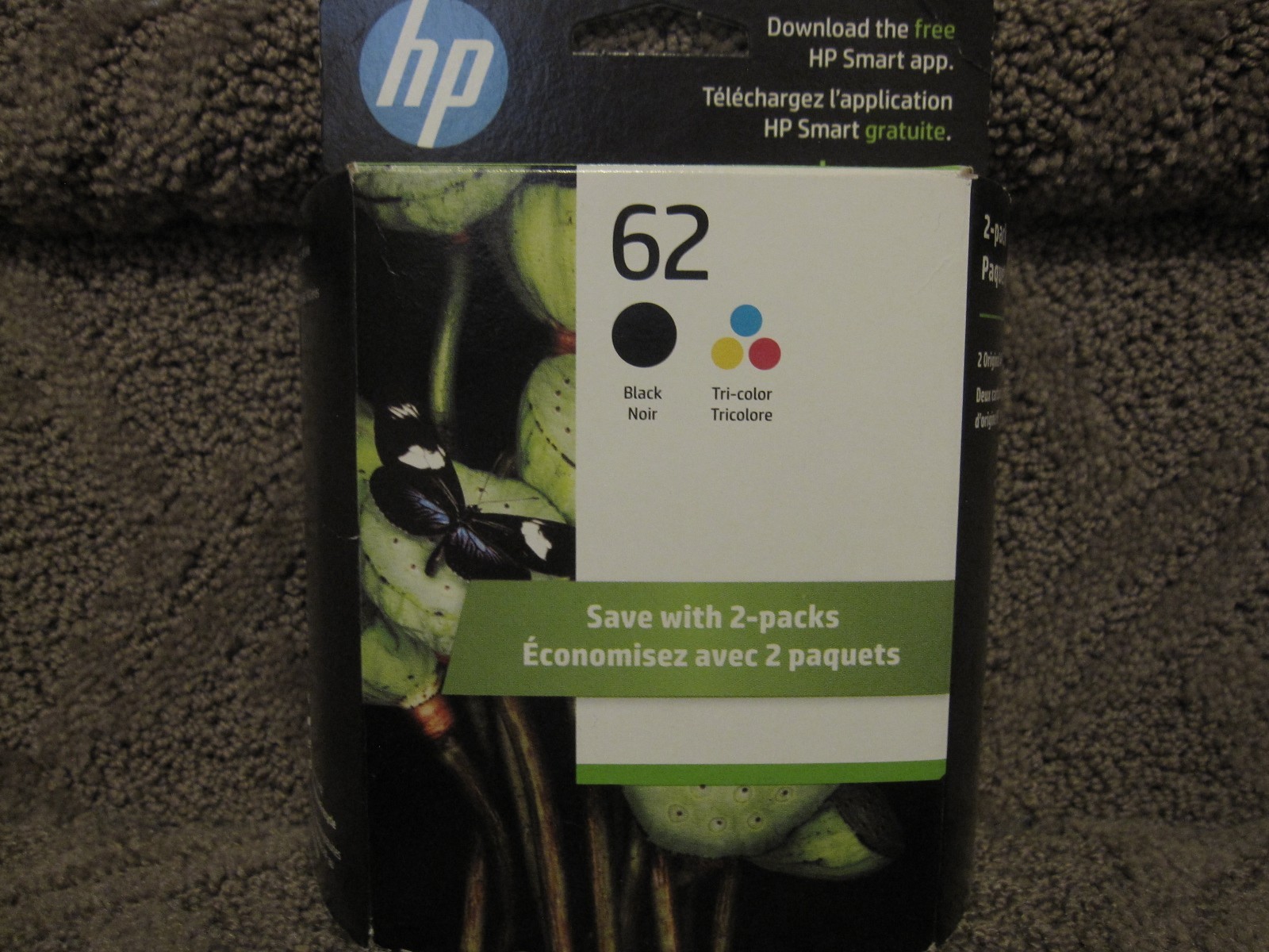 HP N9H64FN Black & Tri Color Ink Cartridge Genuine OEM NEW # 62 APR/2027