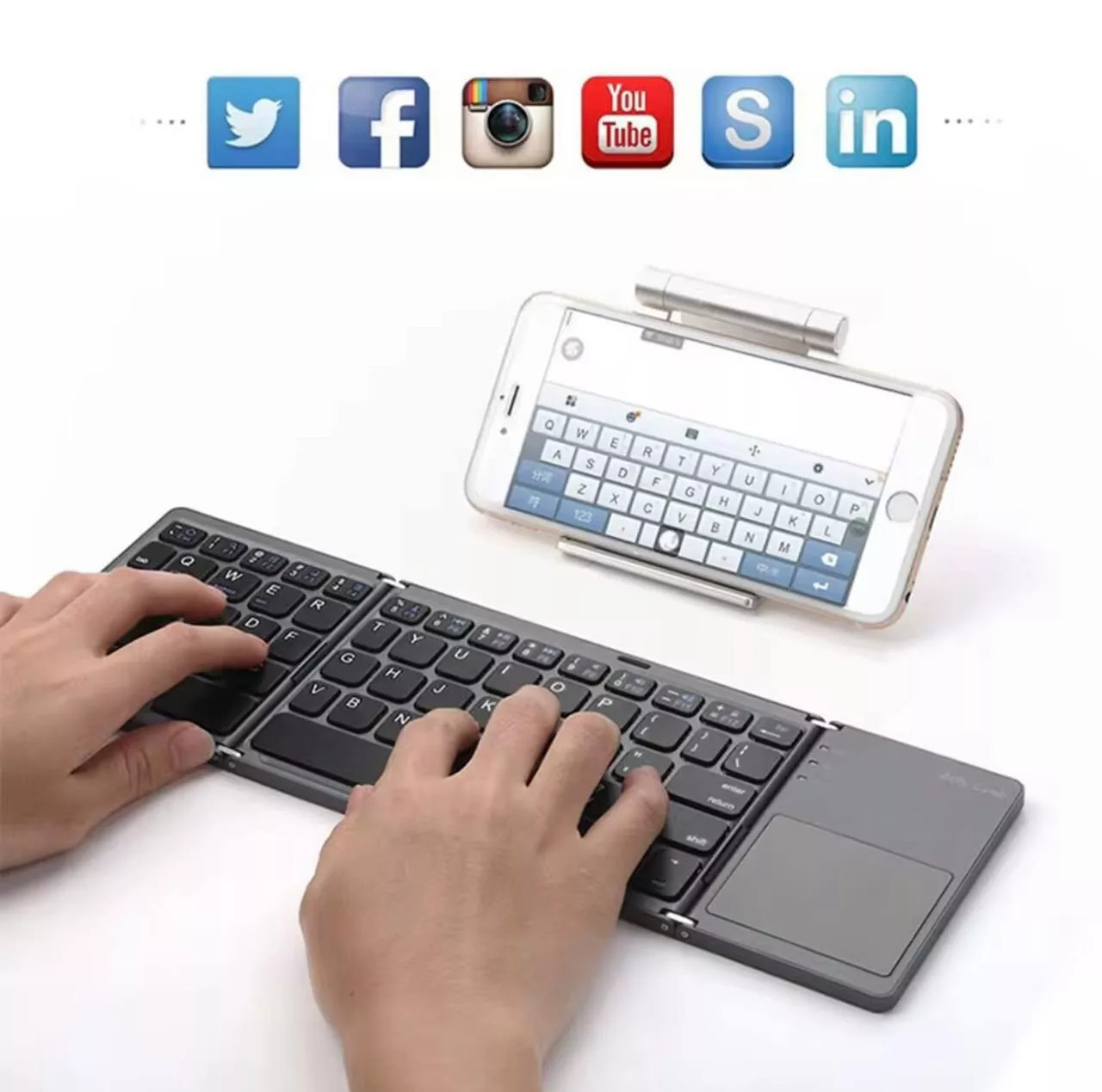 Mini Folding Wireless Bluetooth Keyboard with Touchpad for Laptop Tablet Phone