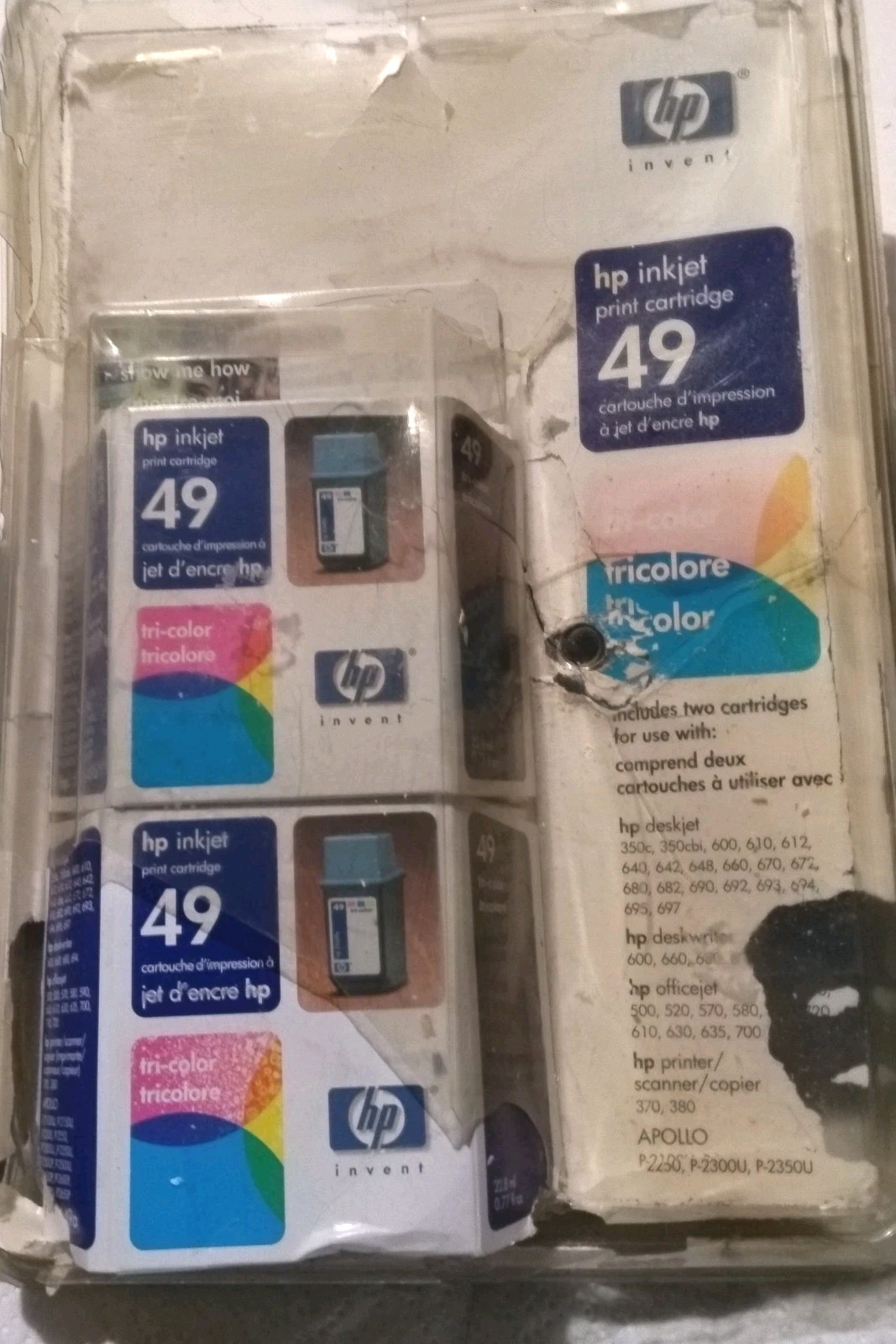 HP Inkjet Tri-Color Ink Cartridges 49 (51649A) Sealed (READ) Qty 2 Exp 11/2003