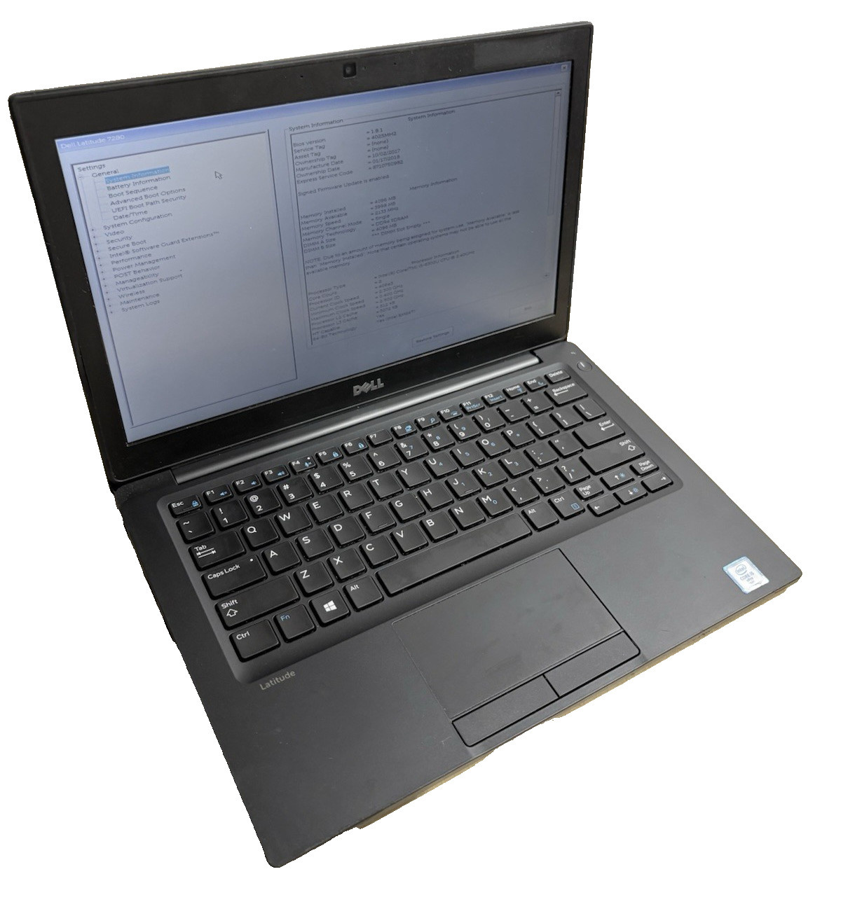 DELL LATITUDE 7280 INTEL CORE i5-6300U 2.40GHZ 4GB RAM **NO HDD ( READ) #692