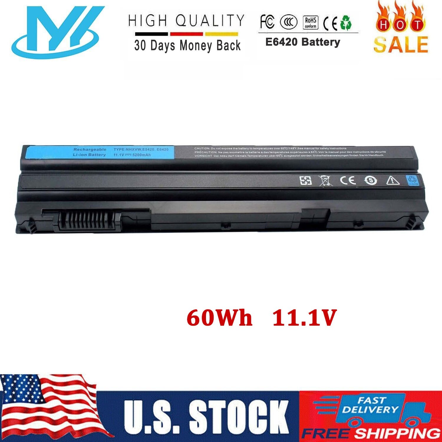 ✅E6420 Battery For Dell Latitude E6440 E5430 E5520 E5530 E6430 E6520 E6540 T54FJ