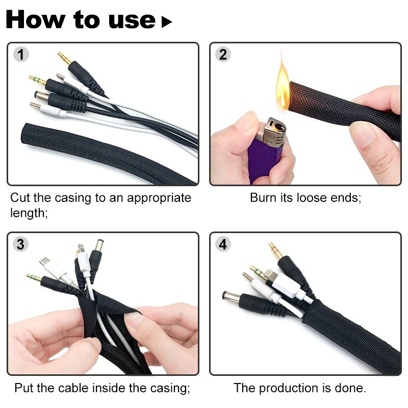 Braided Cable Sleeve Split Wire Loom Tubing Cord Protect