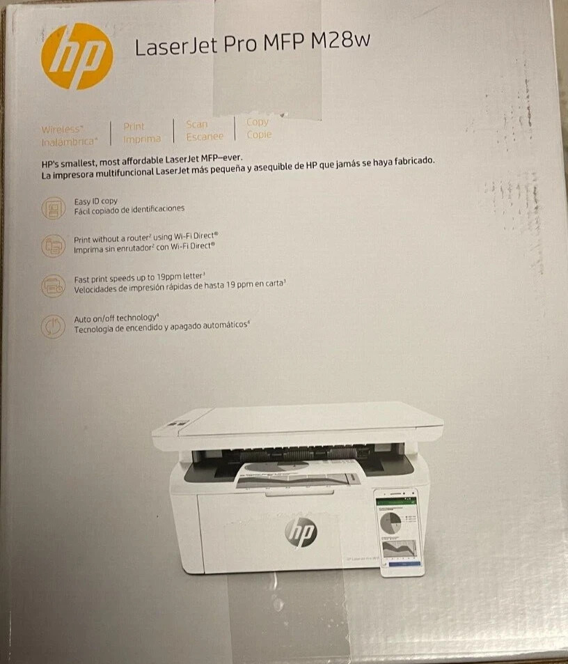Brand New HP Laser Jet Pro All-in-One Printer- White- MFP M28w