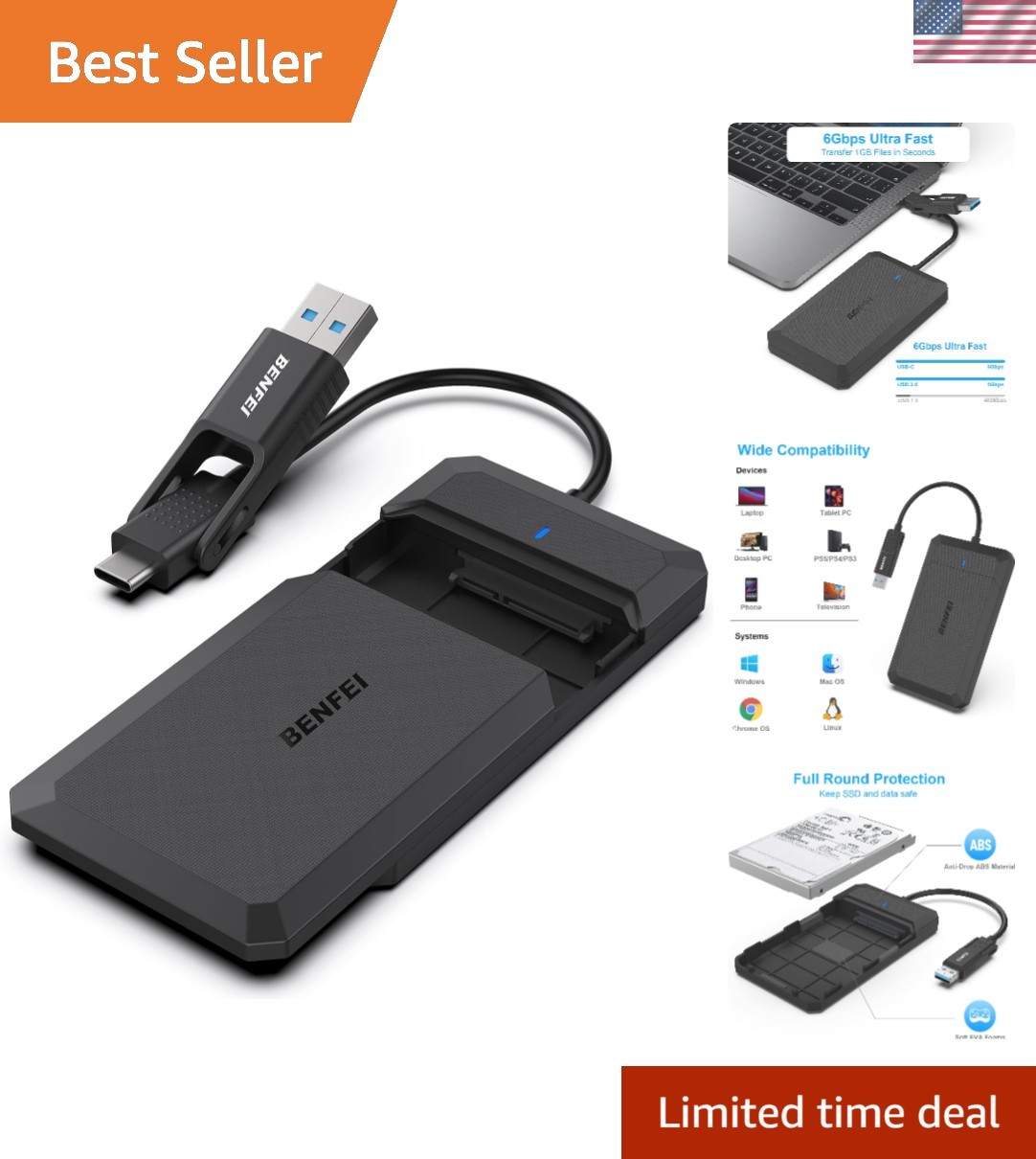 Lightweight 2.5 Inch SATA to USB External Drive – Plug and Play Convenience